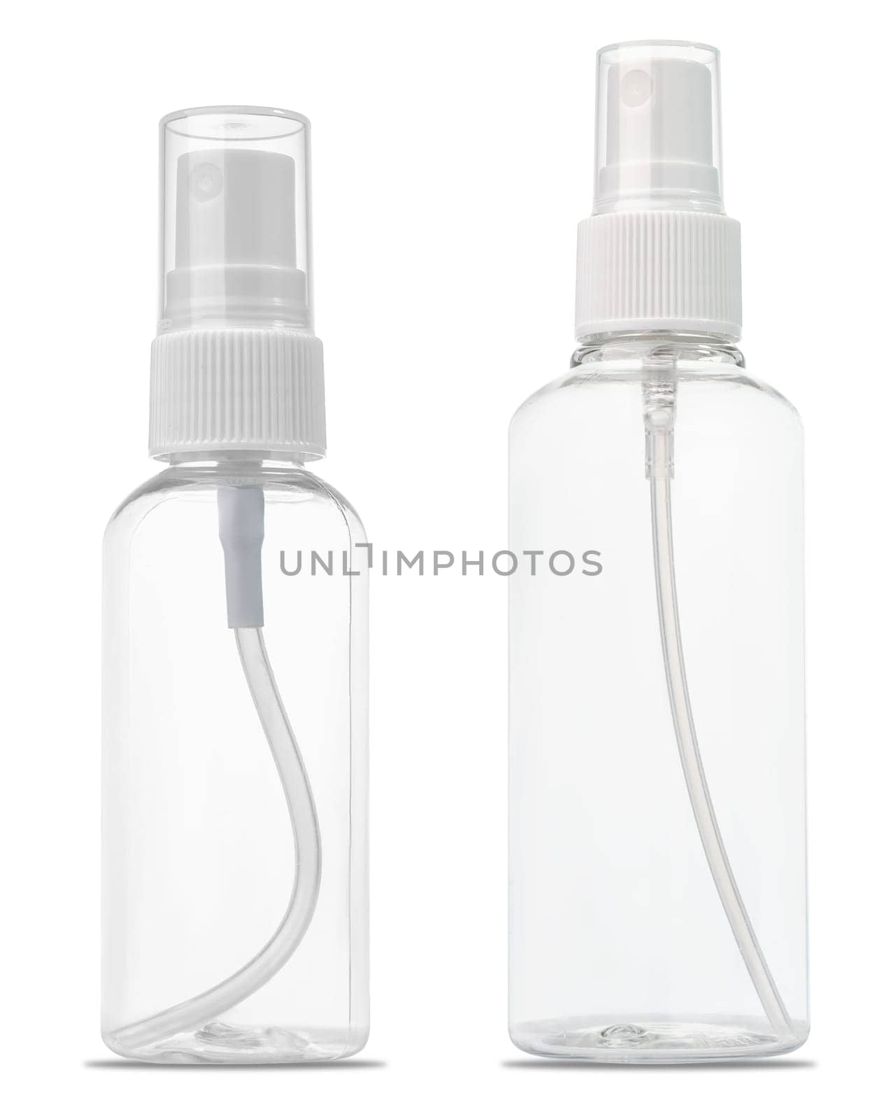 Universal transparent bottle with spray dispenser. Lightweight, convenient and practical to use.