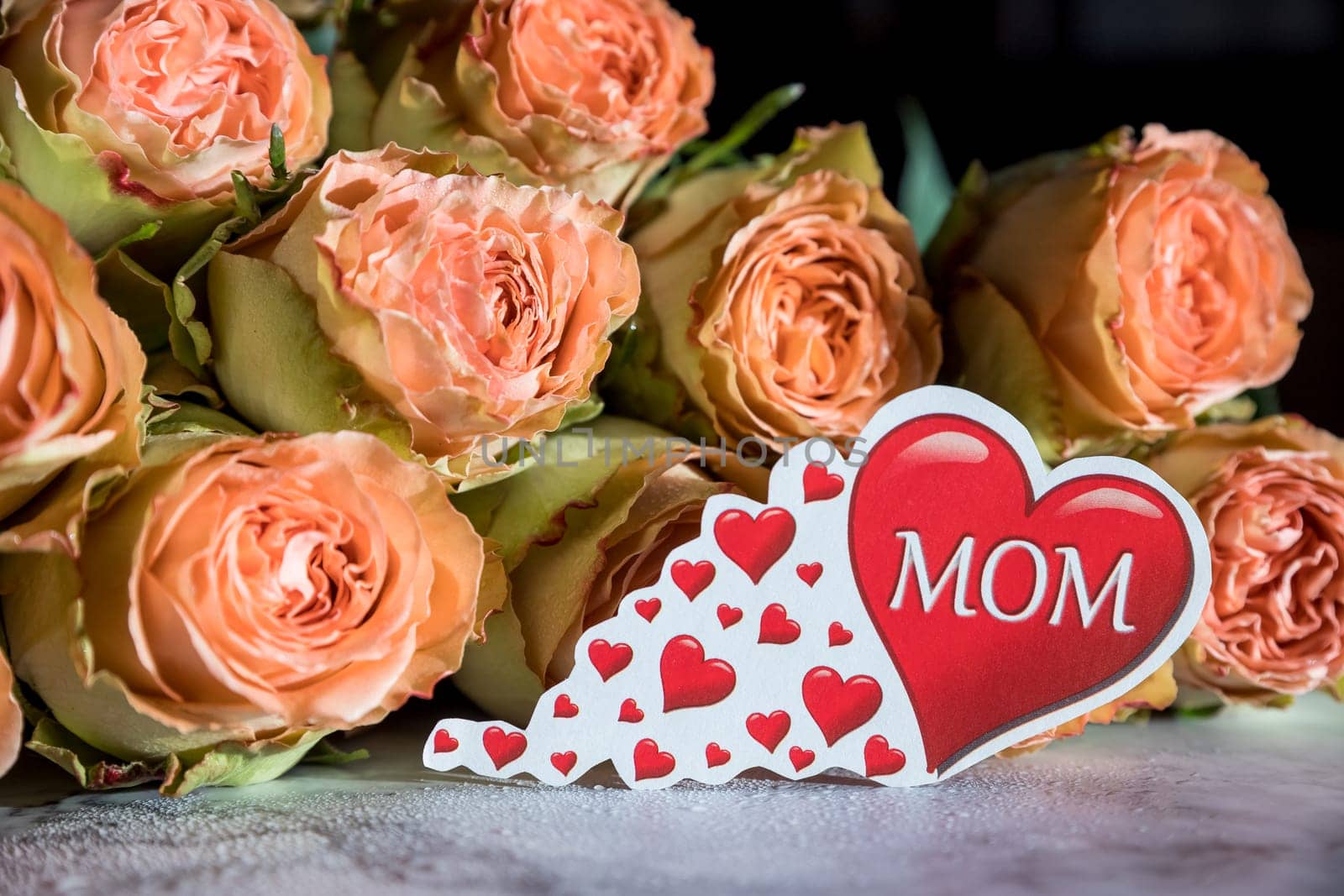 Rose Spring Flowers Decoration, Label, Heart, Muttertag Means Happy Mothers Day