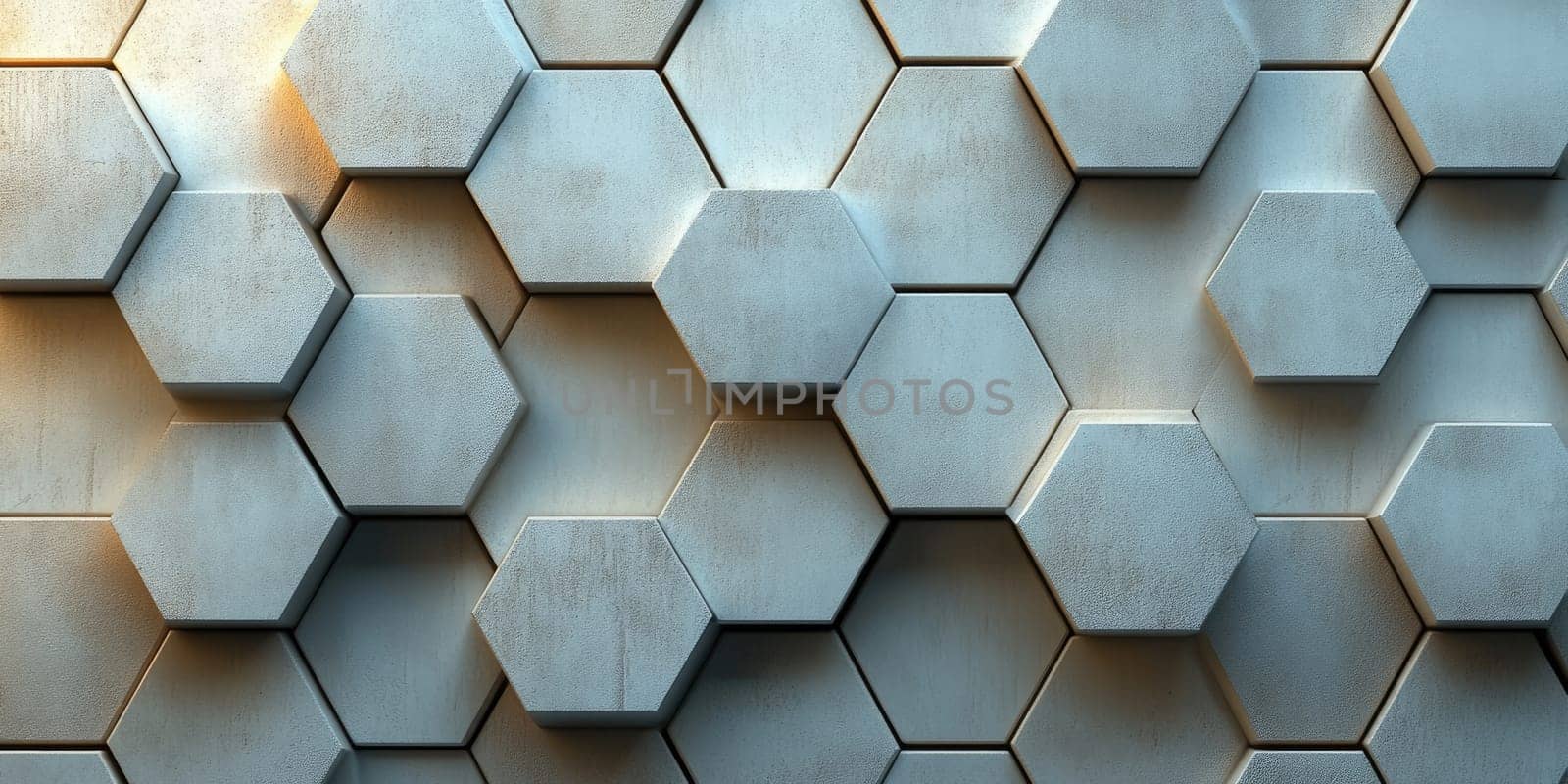 Geometric wall featuring hexagonal tiles in a muted color scheme. A gentle light highlights the surface texture, creating a contemporary art piece ideal for stylish interiors.