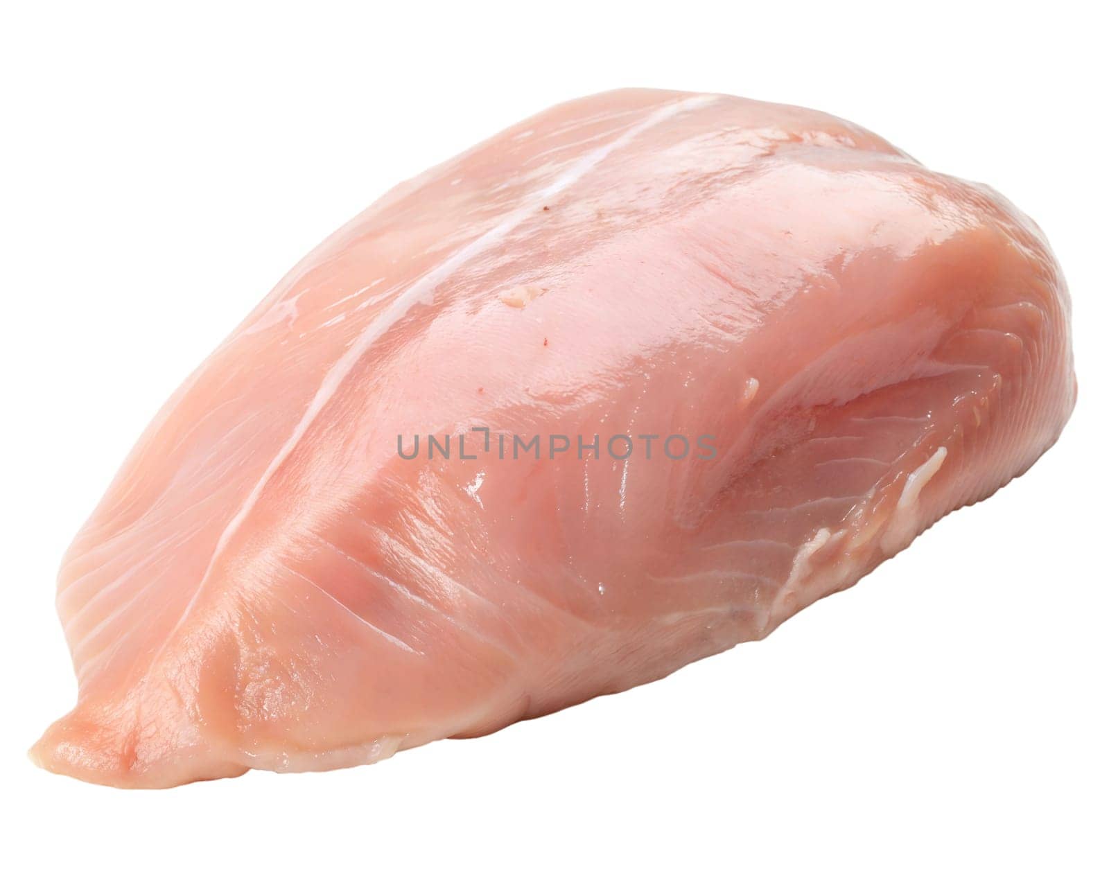 Fresh raw chicken breast fillet with a smooth texture and natural pink color, isolated on white background. Perfect for cooking, nutrition, and food preparation concepts.