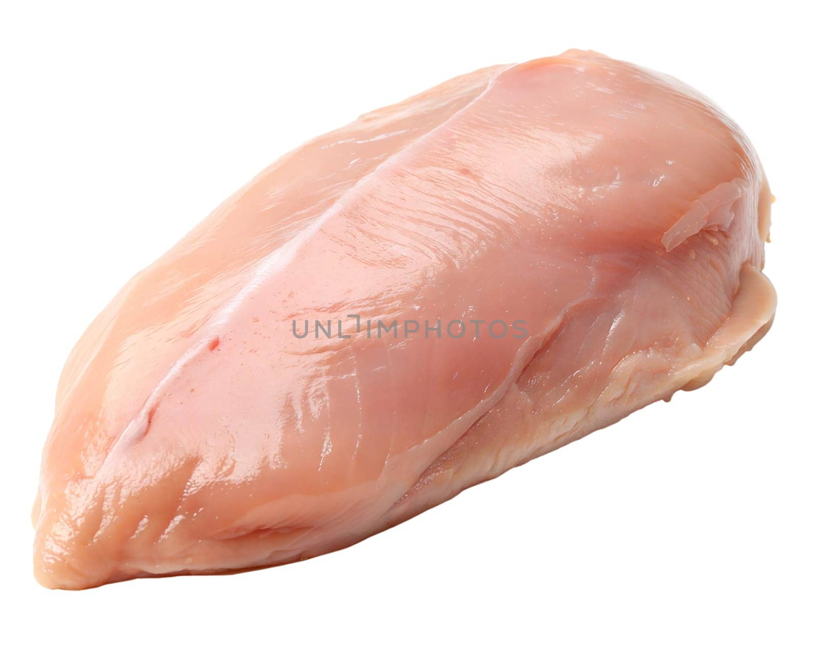 Fresh raw chicken breast fillet with a smooth texture and natural pink color, isolated on white background. Perfect for cooking, nutrition, and food preparation concepts.