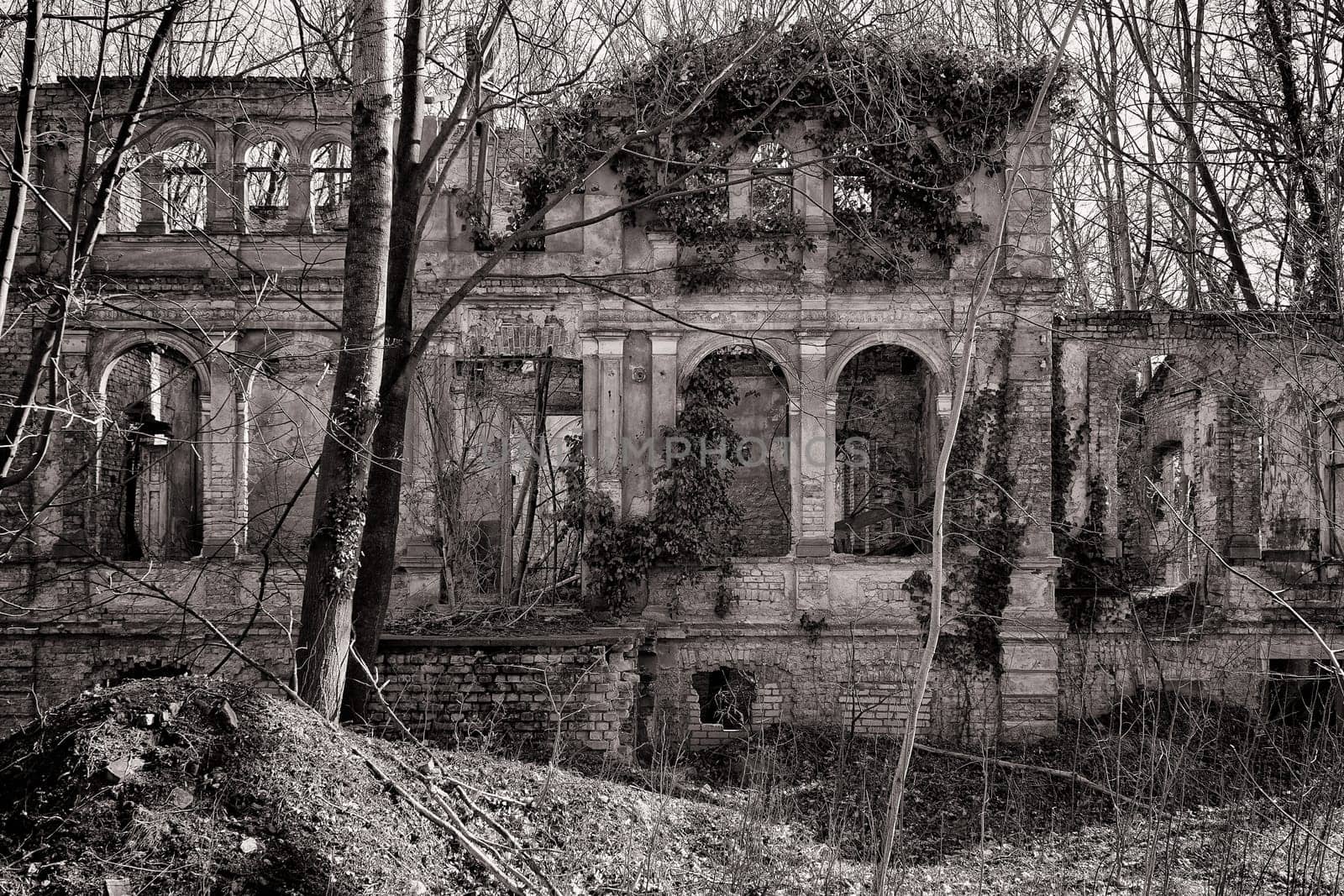 old dilapidated ruin of a villa