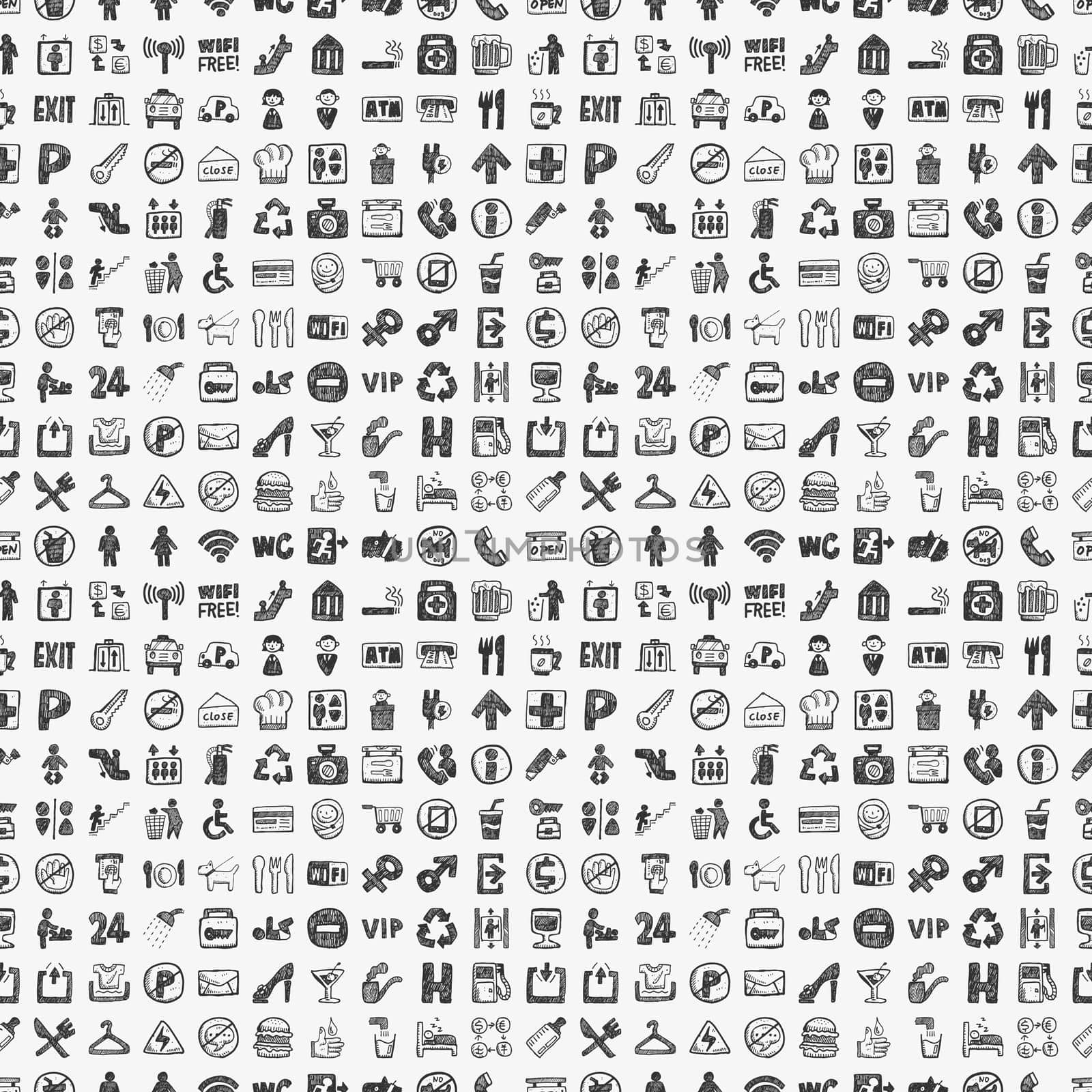 seamless doodle public sign pattern