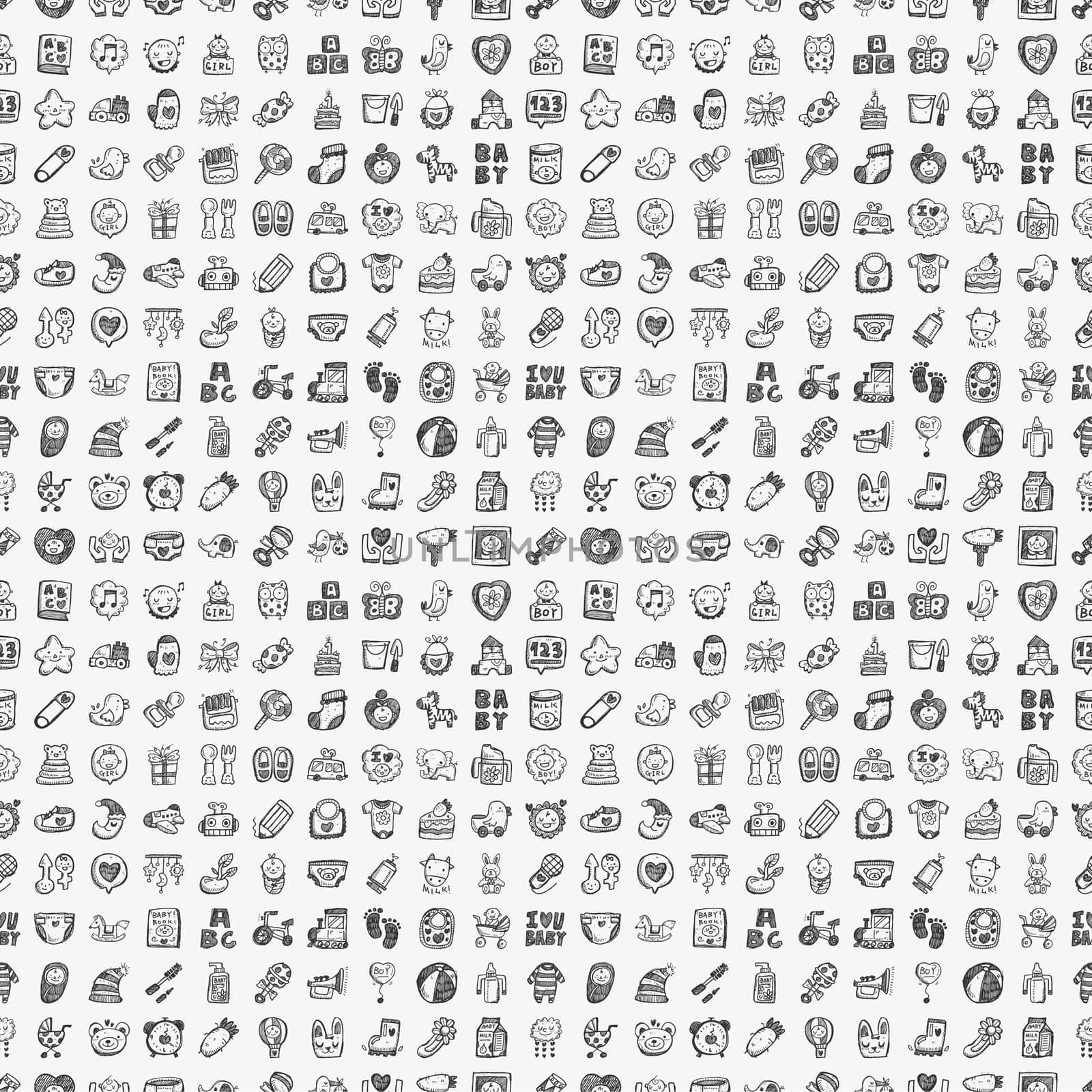 seamless doodle baby pattern