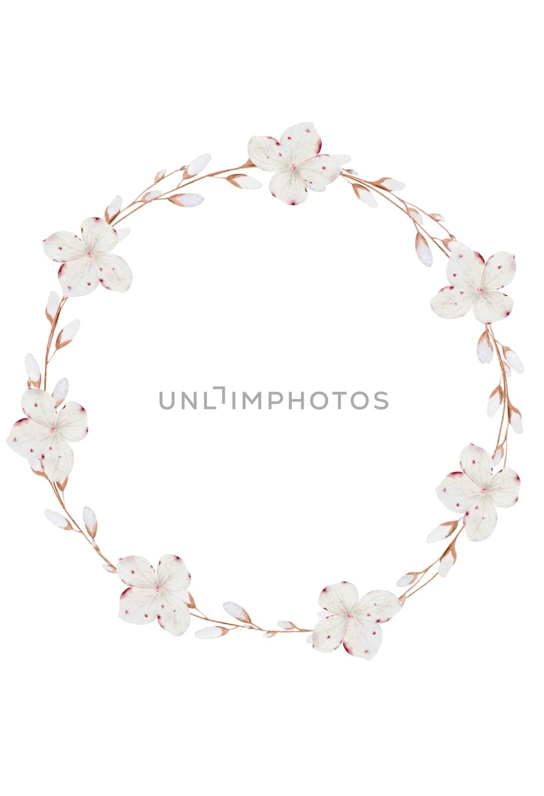 Easter willow wreath watercolor. Festive Easter card on an isolated white background. Clip art of painted a willow wreath. Ideal for invitations. High quality illustration
