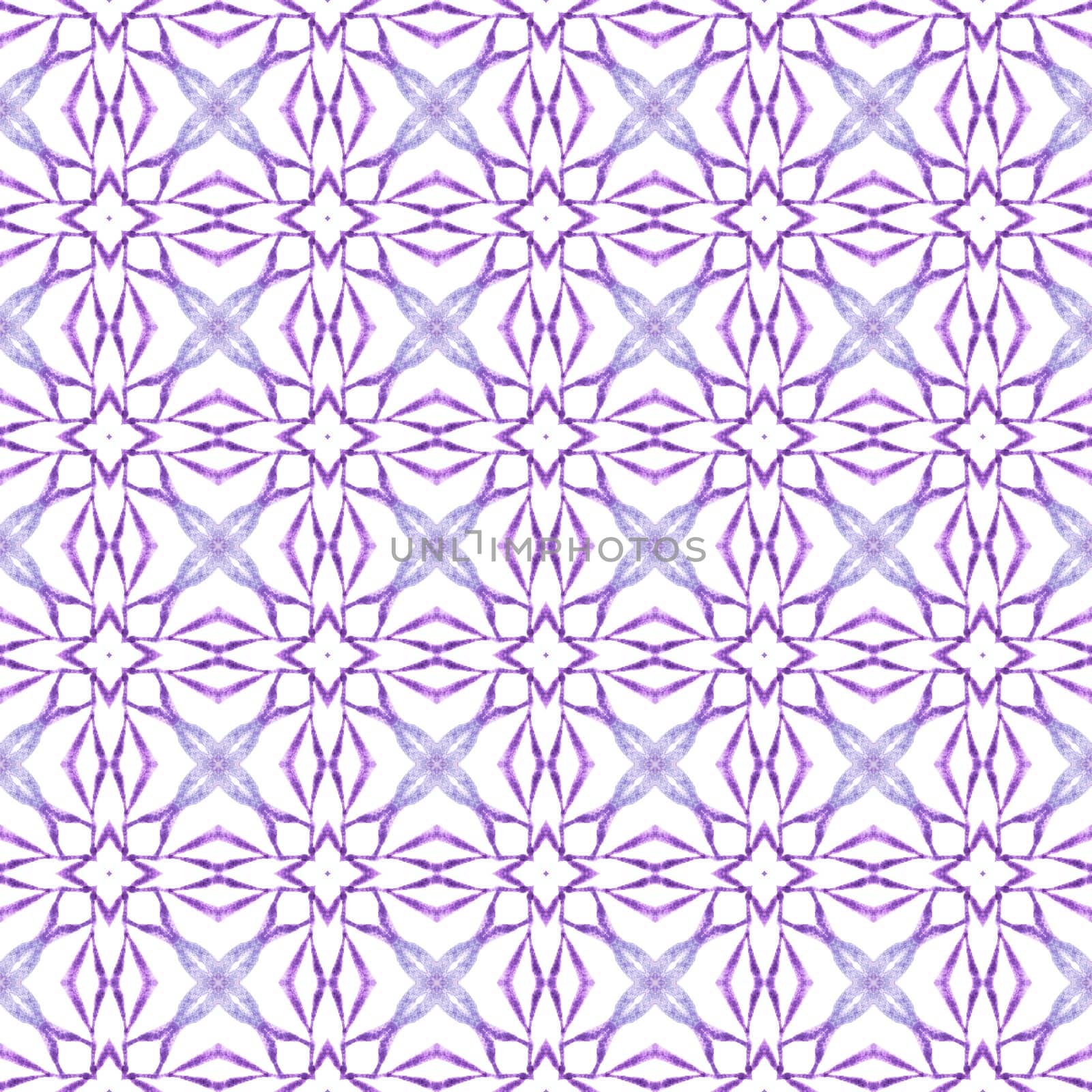 Hand painted tiled watercolor border. Purple fair boho chic summer design. Textile ready immaculate print, swimwear fabric, wallpaper, wrapping. Tiled watercolor background.