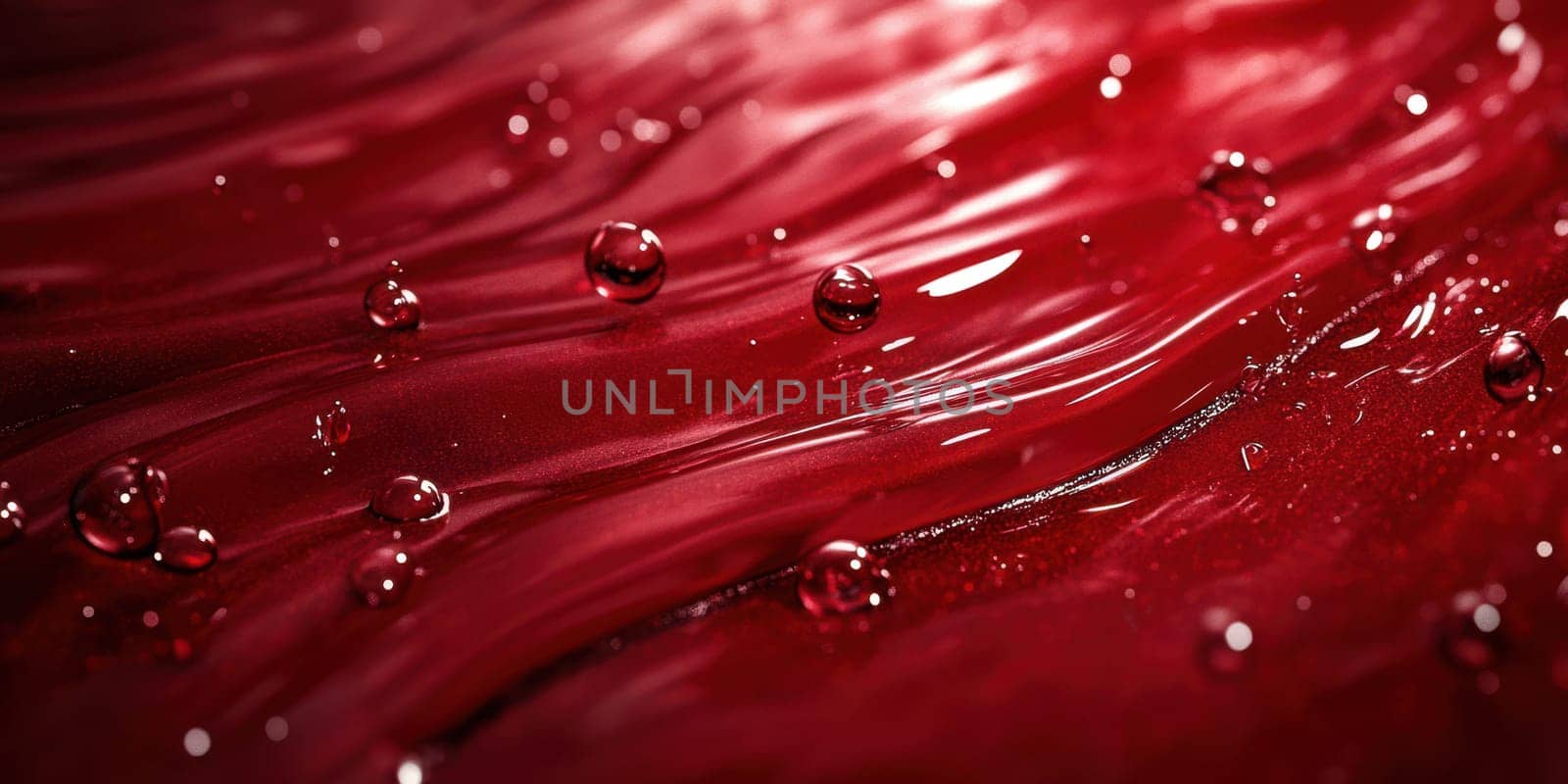 Glorious red liquid undulates smoothly across the surface, creating captivating waves and sparkling droplets that catch the light beautifully, stirring a sense of elegance.