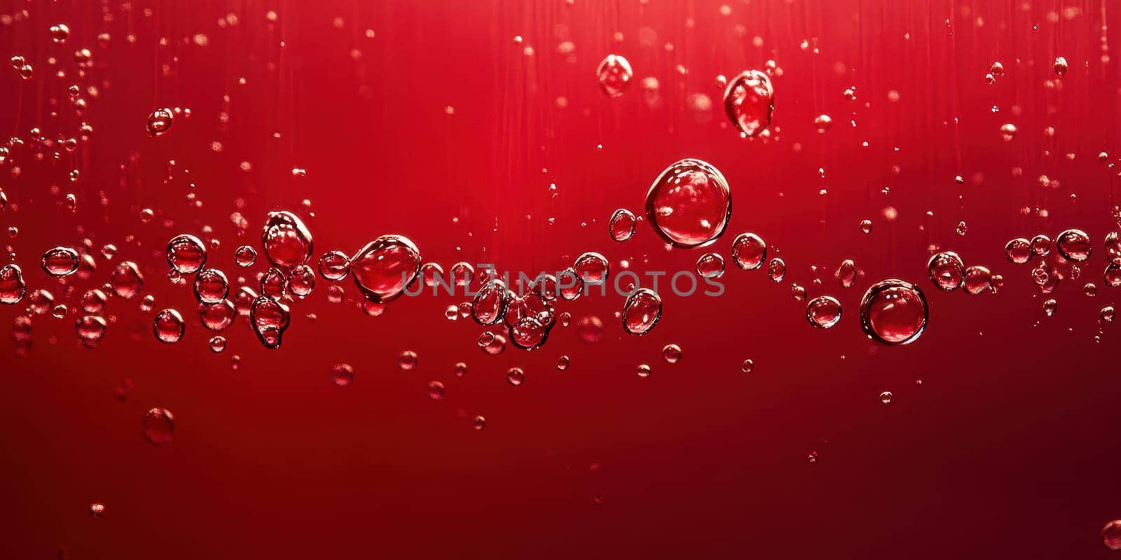 Bubbles are rising and floating through a rich red liquid, creating a captivating and lively effect, perfect for representing drinks at festive occasions or celebrations.