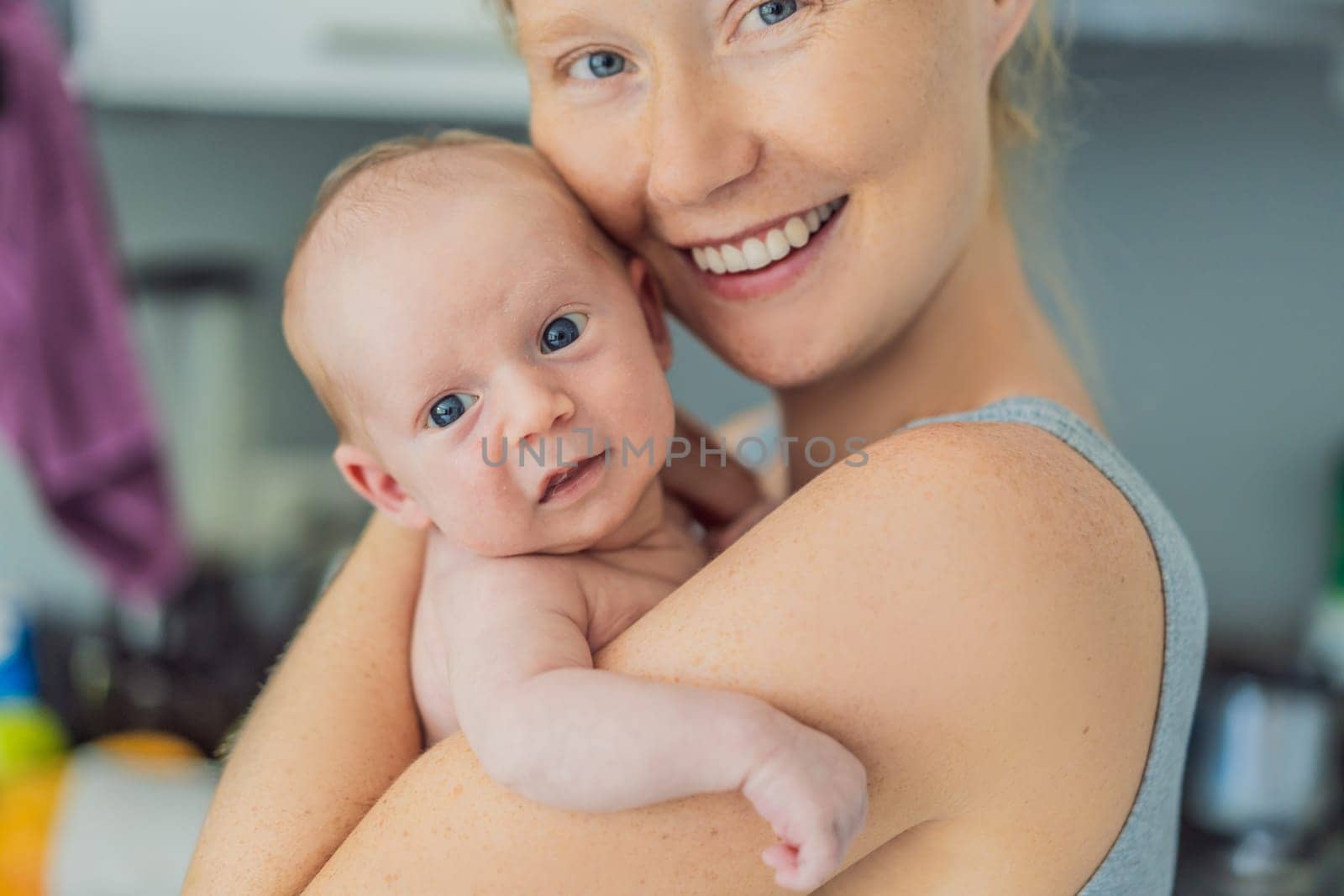 A mother lovingly embraces her newborn baby, holding them close to her chest. A tender moment of warmth, security, and deep maternal love, symbolizing bonding, comfort, and the unbreakable connection between mother and child.