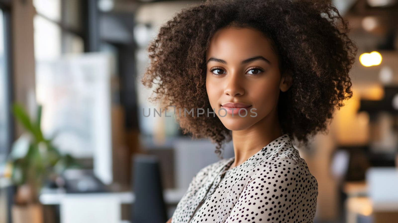 Portrait of confident african businesswoman standing in the office, black female entrepreneur wearing business suit looking at camera