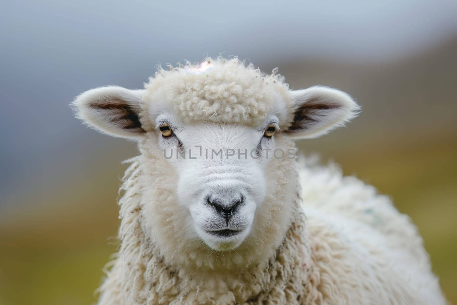 Close-up sheep, livestock are grazing in the field, farm animals