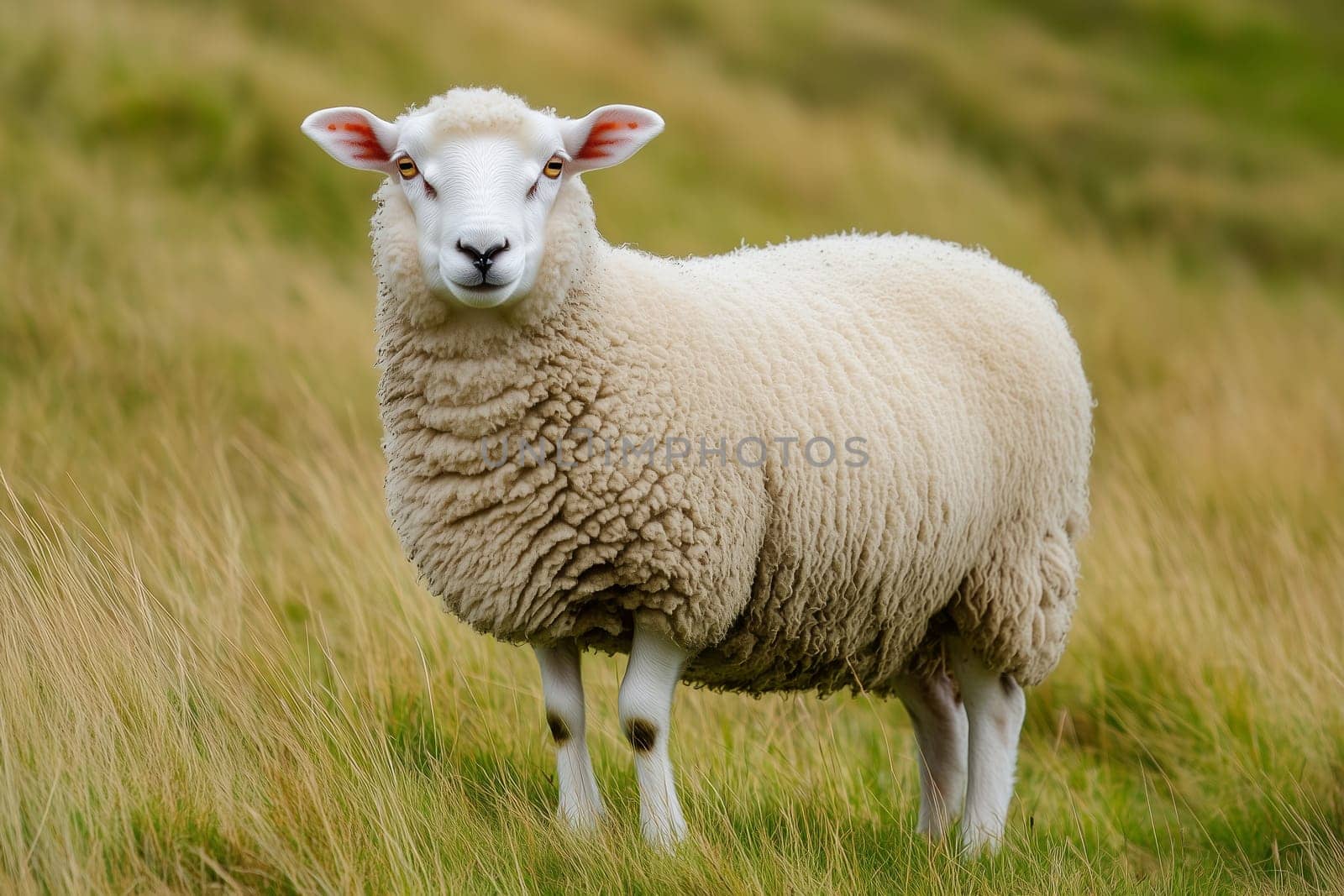 Close-up sheep, livestock are grazing in the field, farm animals