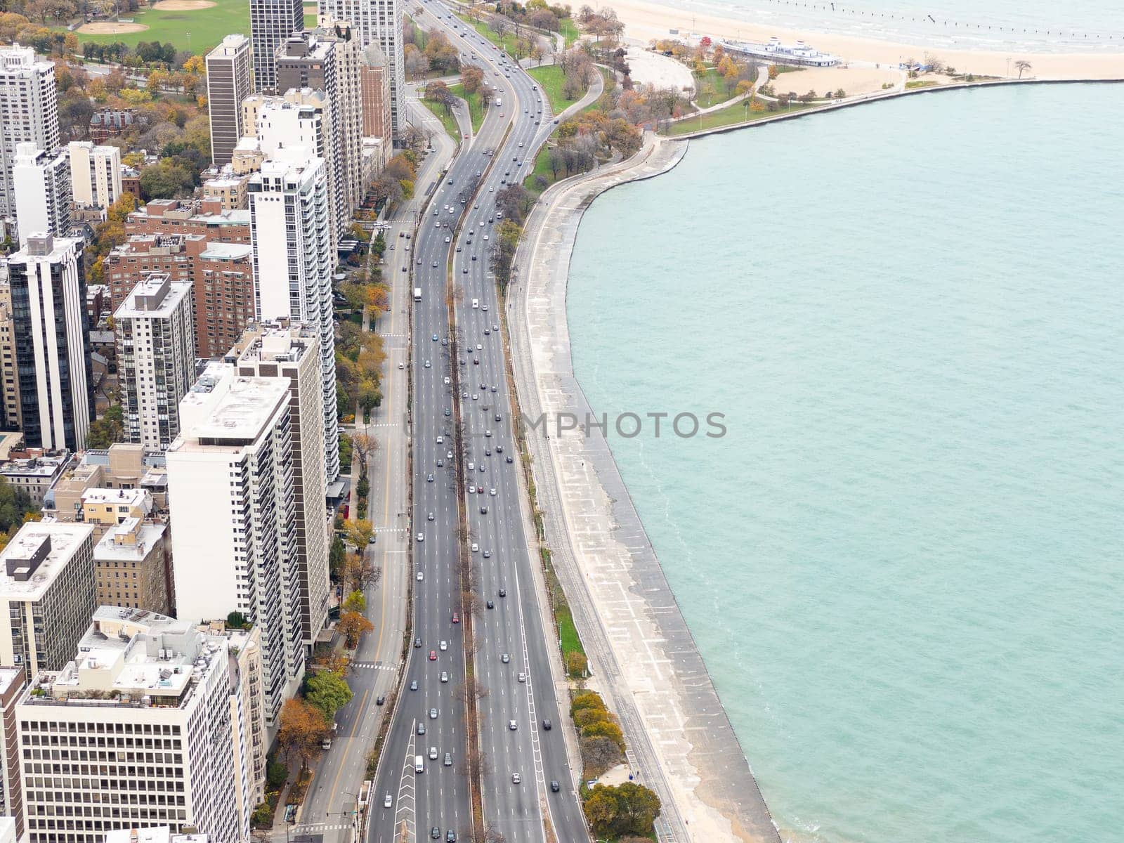 Chicago, Illinois, USA-november 7, 2023-A breathtaking winter panorama of downtown Chicago as seen from the 360 Observation Deck.