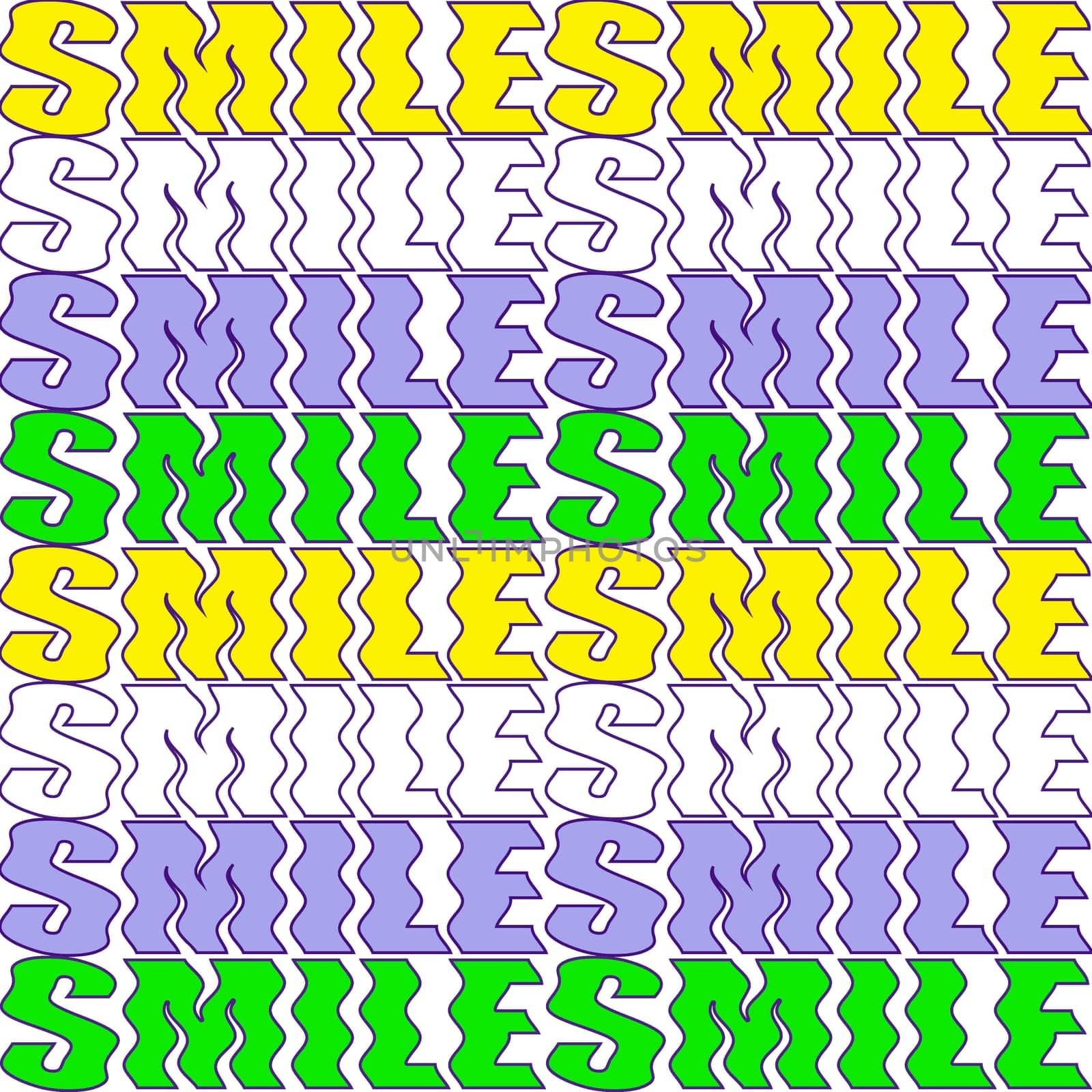 Bright playful funny seamless pattern with quote word smile