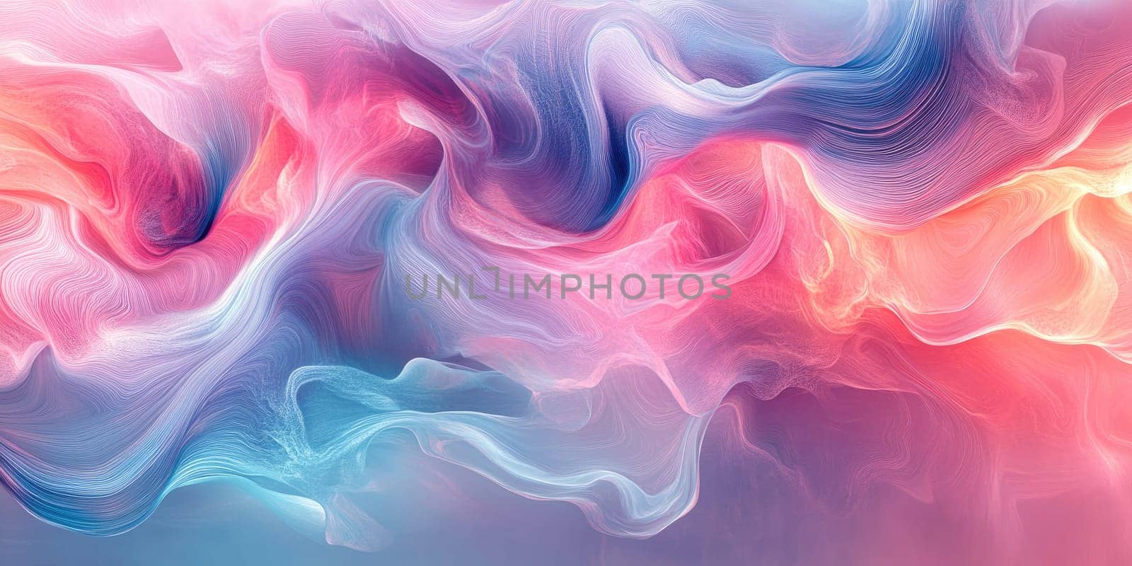 Colorful swirling patterns in shades of pink, blue, and soft purple blend together harmoniously, creating an abstract and fluid design that captivates the viewer's eye.