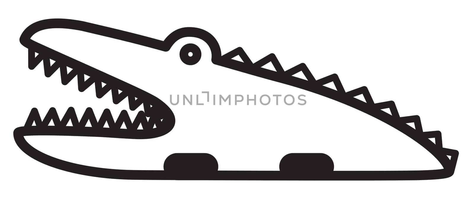 Cute simple black and white crocodile for icon