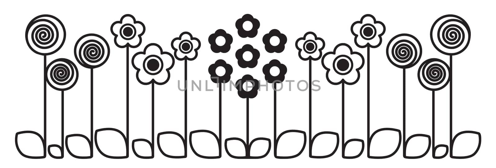 Cute simple black and white flowers for icons