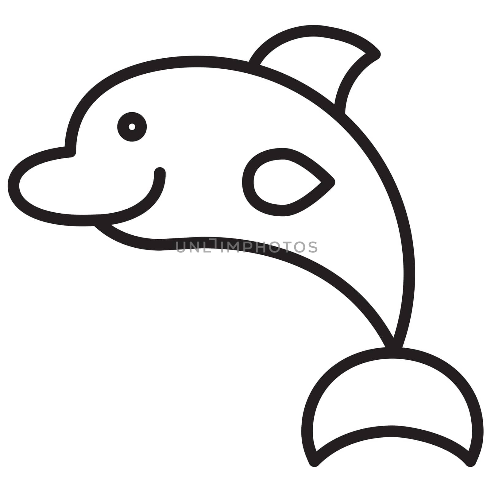 Cute simple black and white dolphin for logo