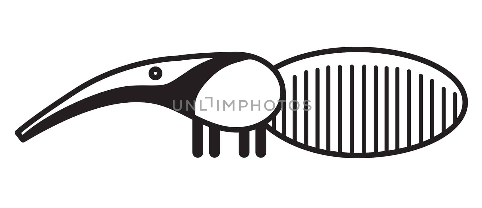 Cute simple black and white anteater for logo