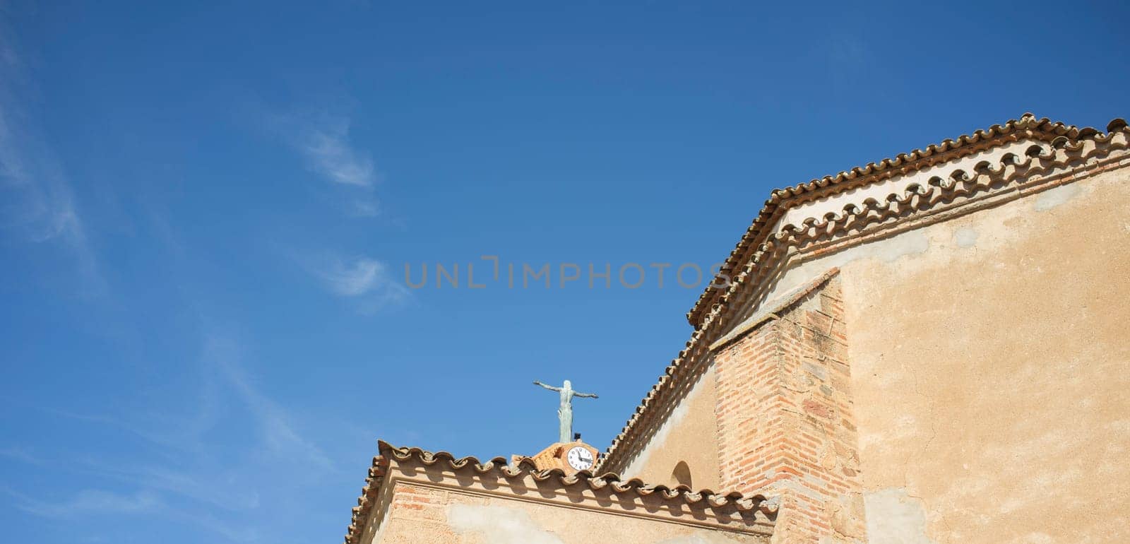 Solana de los Barros, Spain - Sept 29th, 2021: Parish Church of Santa Maria Magdalena, Solana de los Barros, Badajoz, Extremadura, Spain