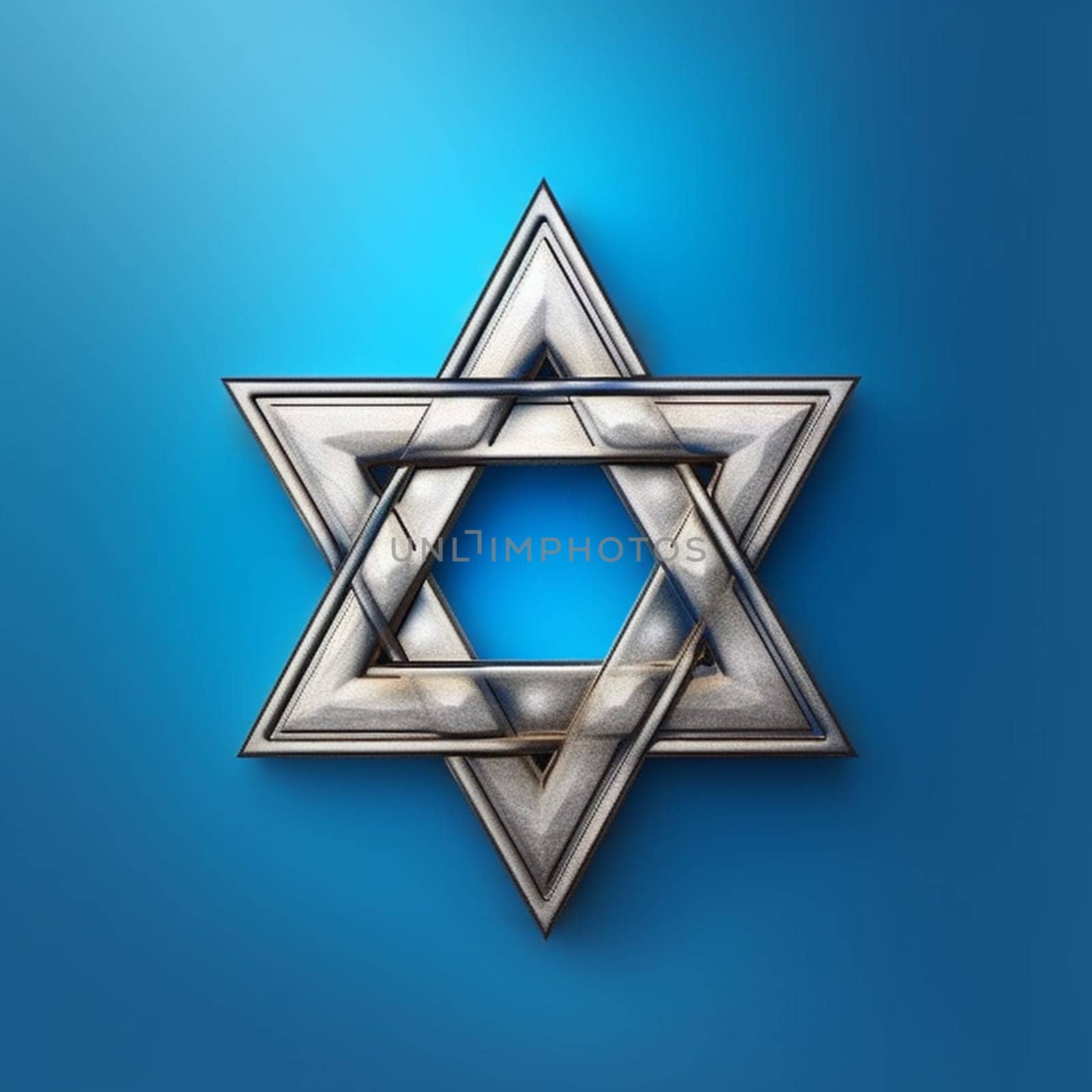 Star of David, Hexagram jewish star, golden color, flag of Israel, seal of Solomon, generative AI