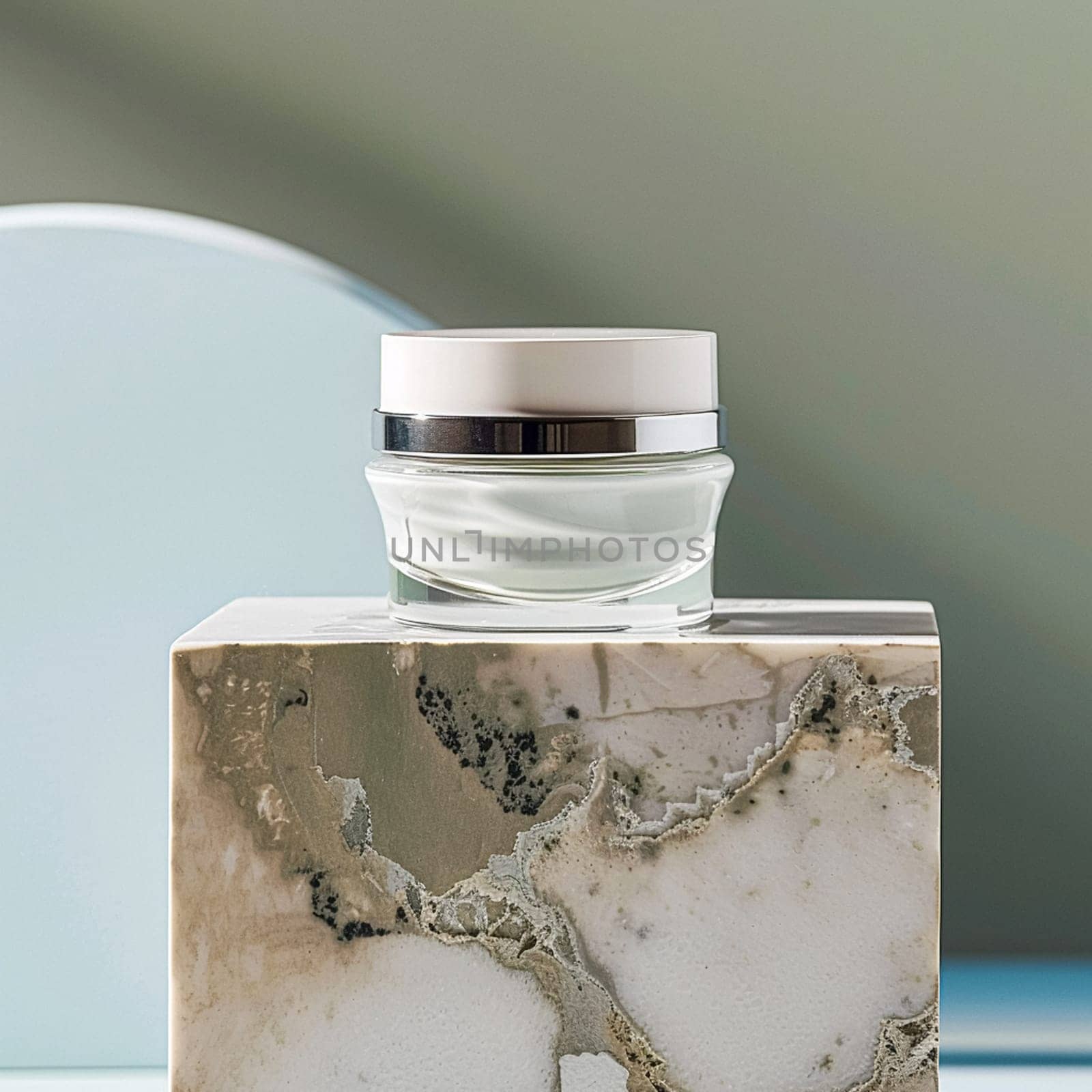 Cosmetic cream in a glass jar. Skin care concept. Background for beauty products