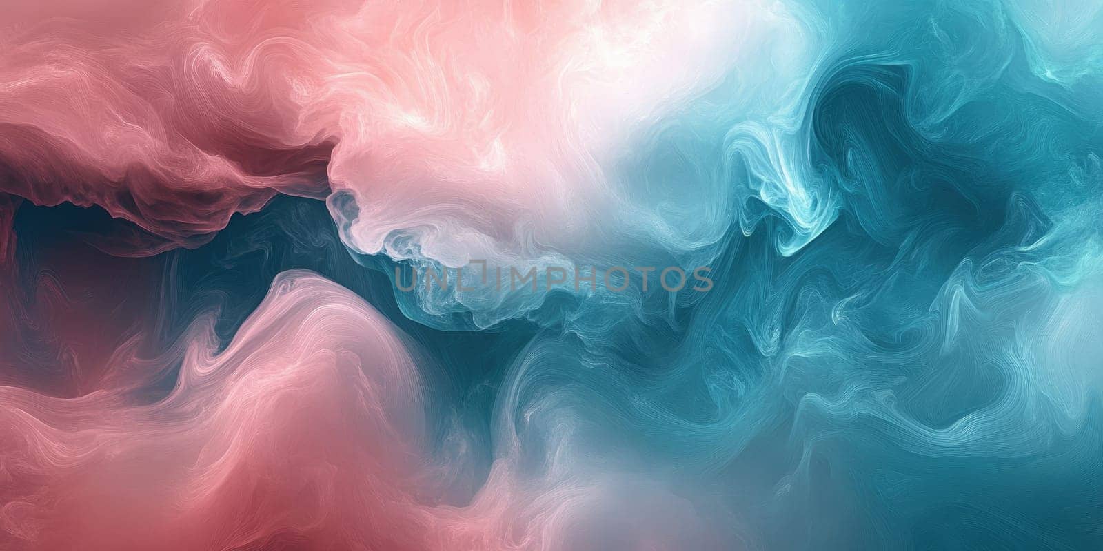 The artwork showcases gentle swirls of pink and blue hues intertwining, creating an ethereal and calming abstract design. This piece evokes a sense of tranquility.