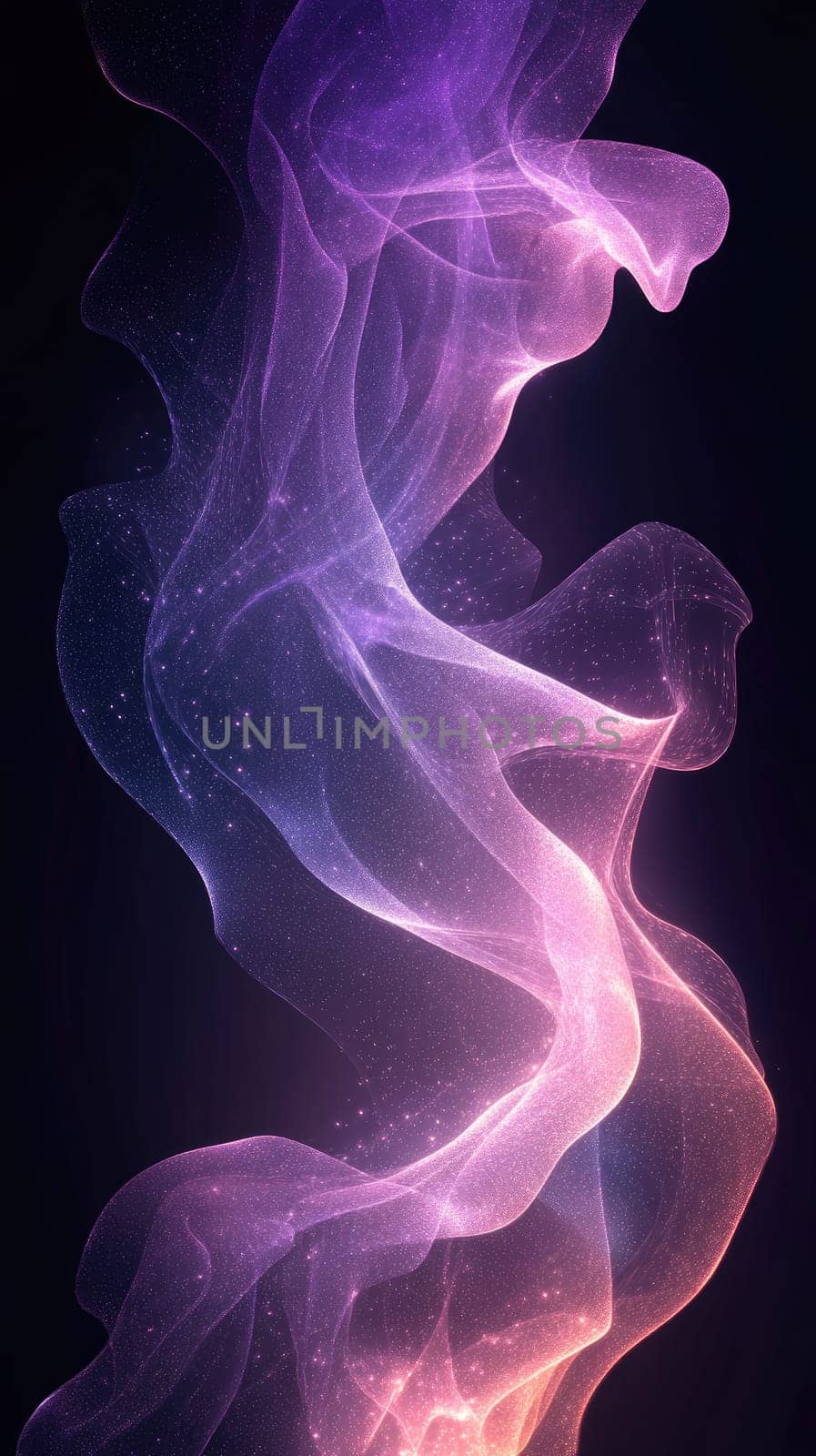 Vibrant, flowing tendrils of smoke create an enchanting pattern against a dark backdrop. The mix of purple and pink hues gives a mesmerizing visual effect.