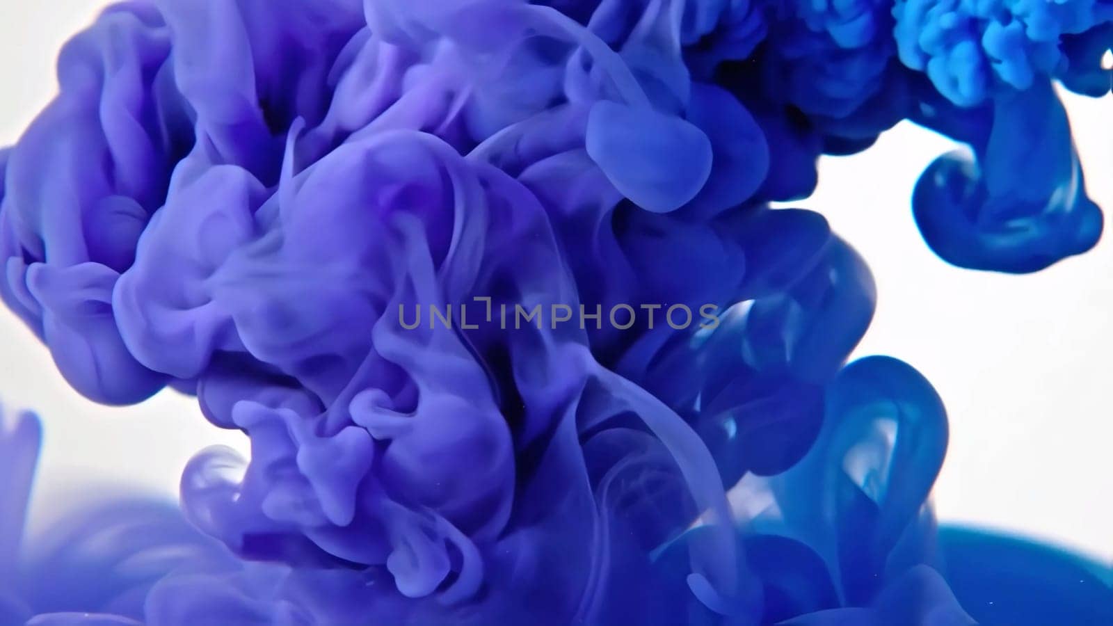 Swirling deep blue ink merges with liquid paint, creating an abstract backdrop that illustrates the beauty of flowing ink. The fluid movement captures the essence of color in a captivating way.