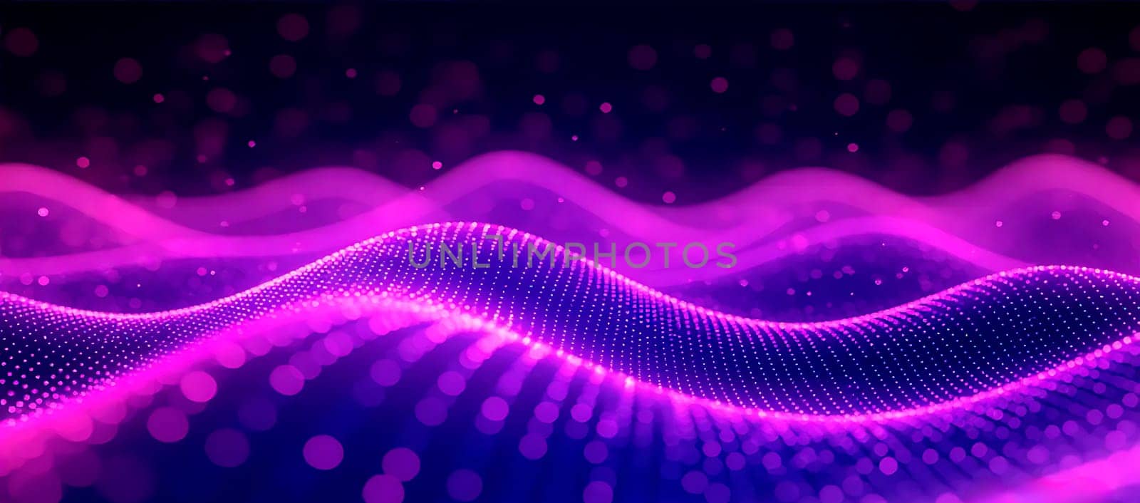 Digital sound wave visualization in purple and pink tones. Concept of music, technology, modern..Futuristic abstract colorful flowing background. AI generated