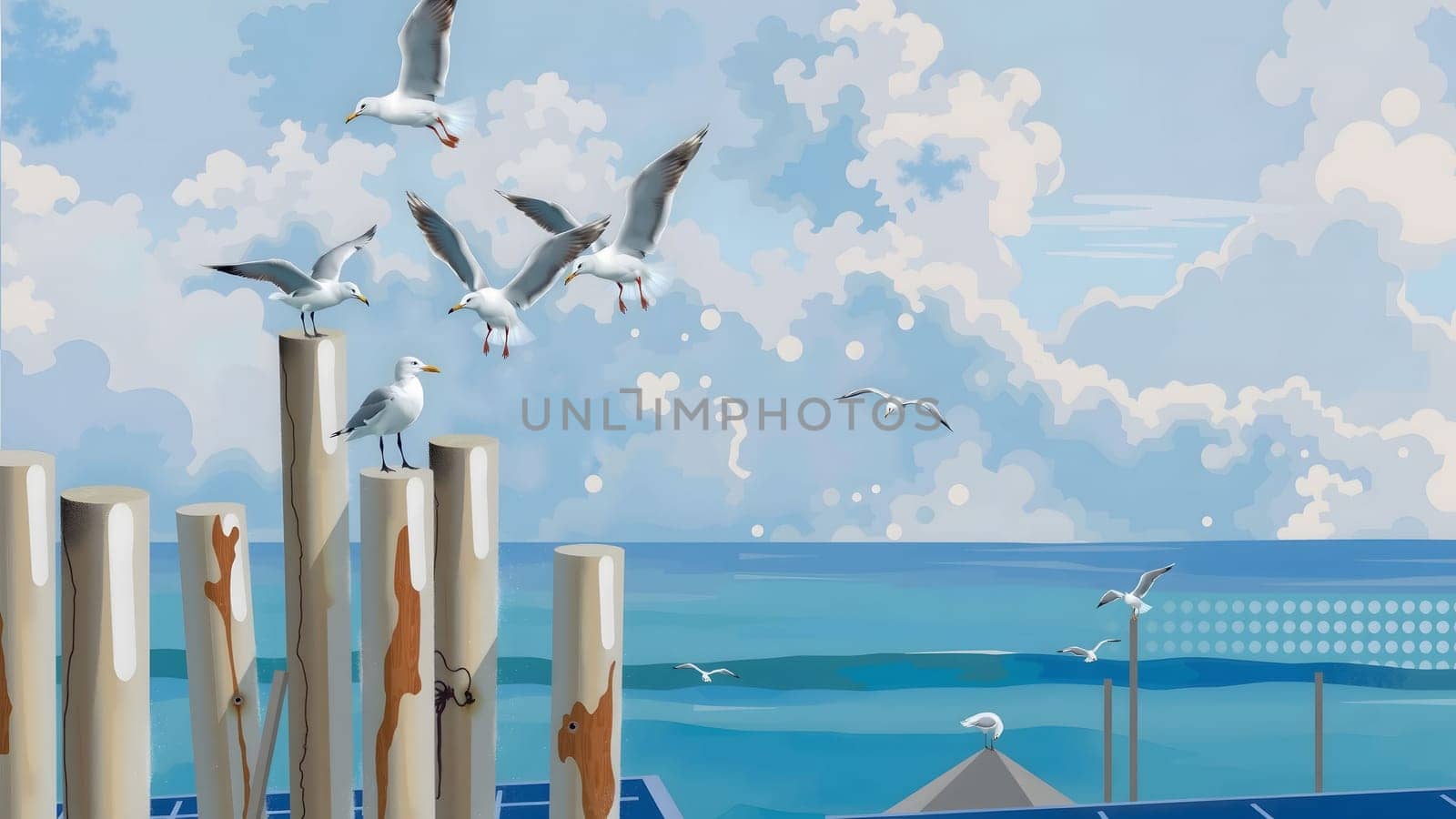 The Bird gliding on cloud and sky with nice background