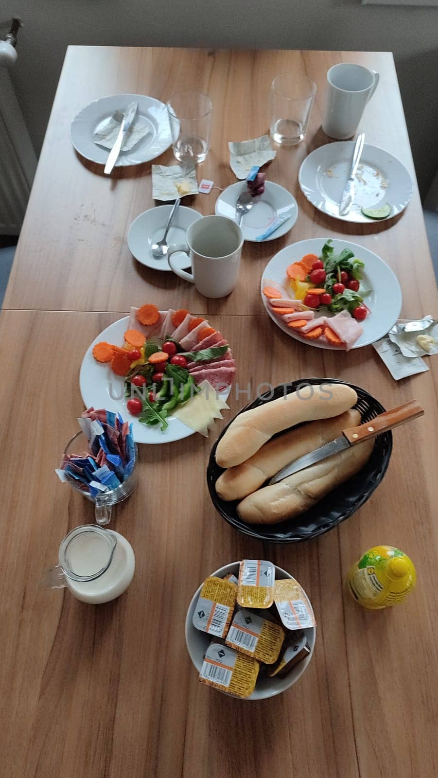 October 17 2024 Liberec Czech Republic Europe Breakfast baguette setup food takeaway table restaurant objects shotlisttravel travel tourism . High quality photo