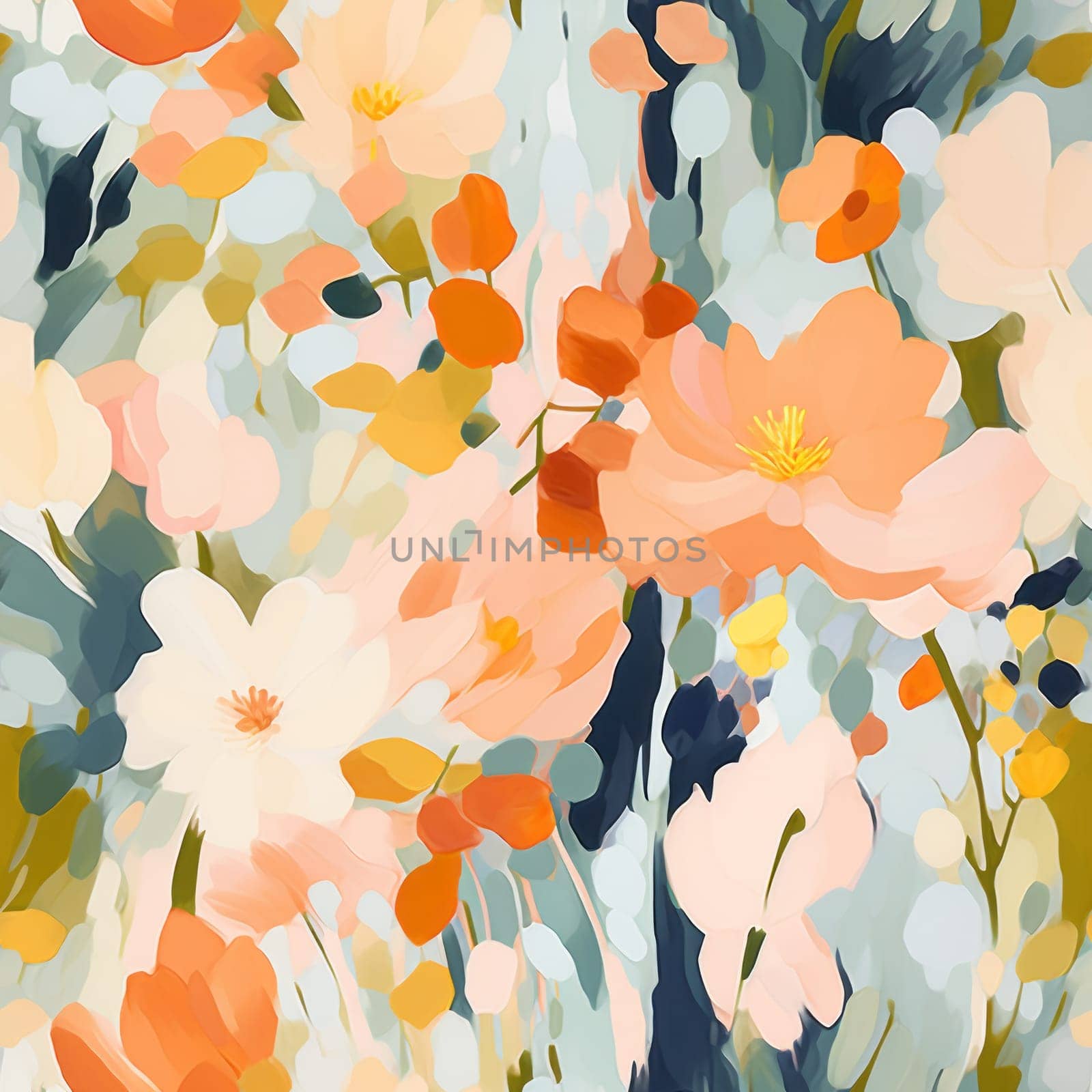 Colorful flowers seamless pattern tile, created with generative AI