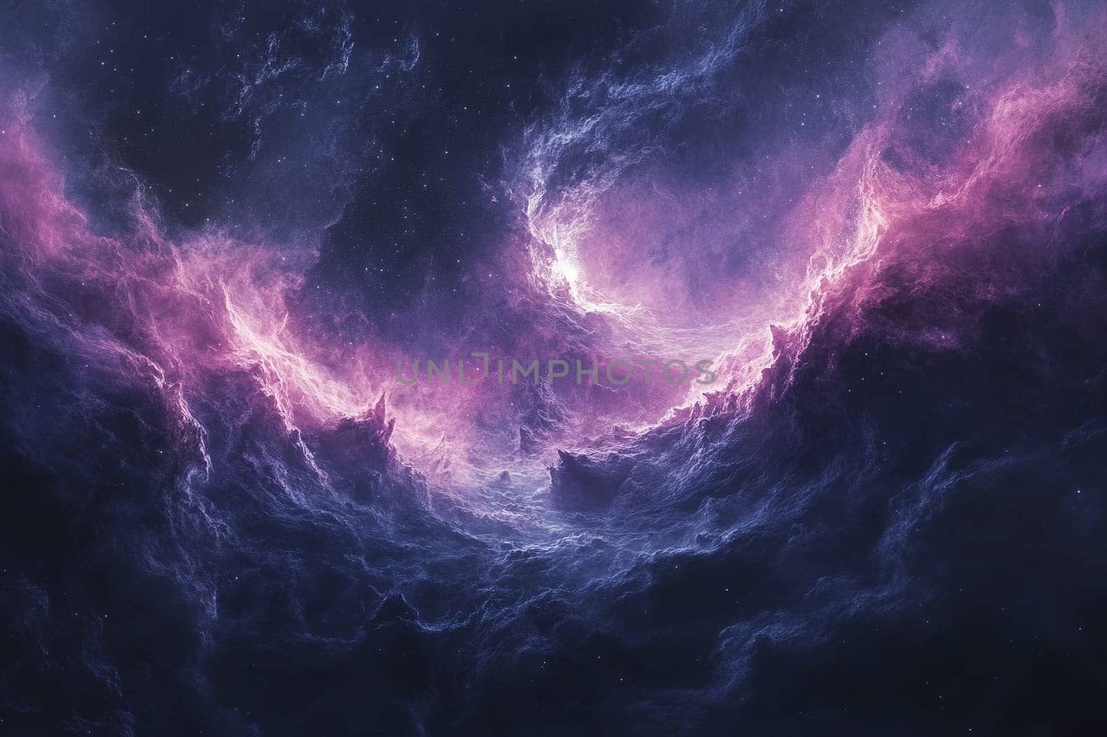 Purple galaxy. Bright space texture with constellations. Realistic star nebula. Glowing space background.