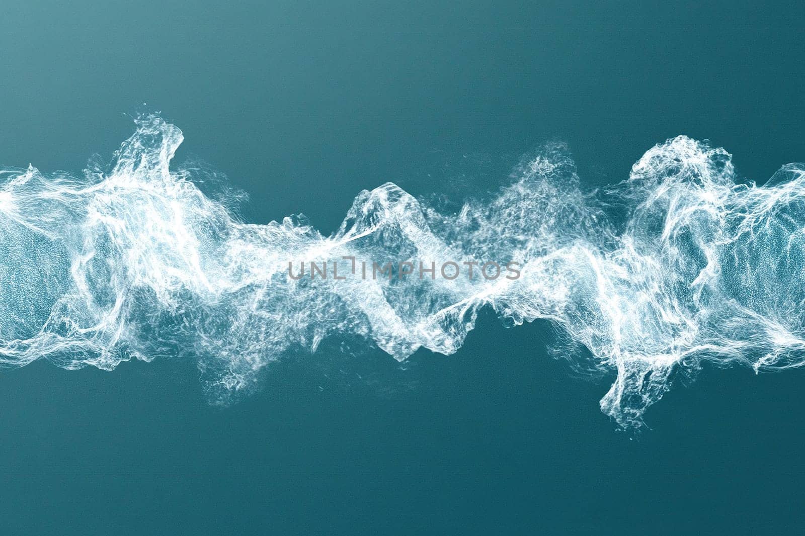 White smoke wave on light blue background close-up. Abstract background.