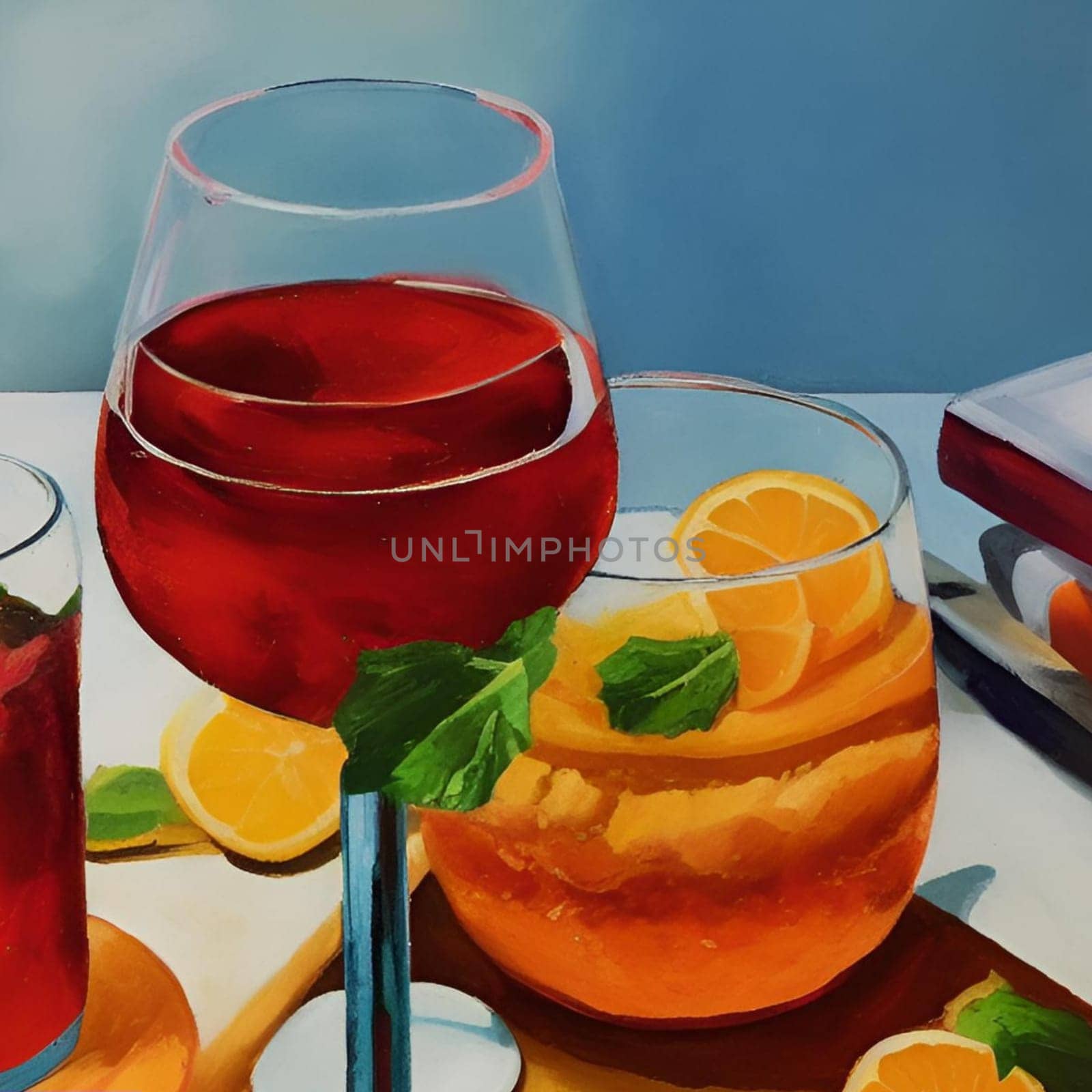 aperitif cocktail cocktails drink juice glass art abstract generated ai alt illustration painting . High quality 3d illustration