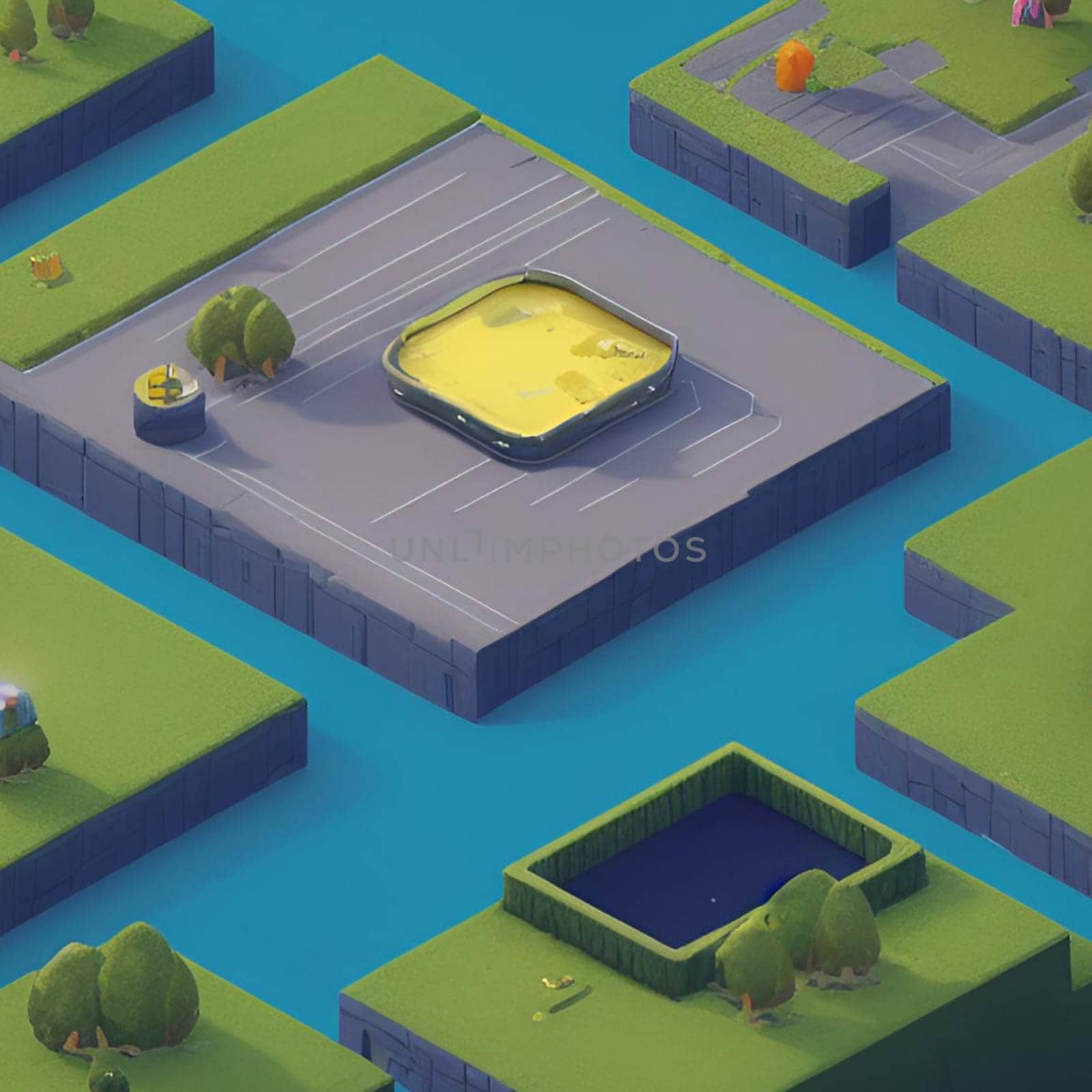 isomerism building 3D model game objects generated ai alt colours illustration . High quality illustration