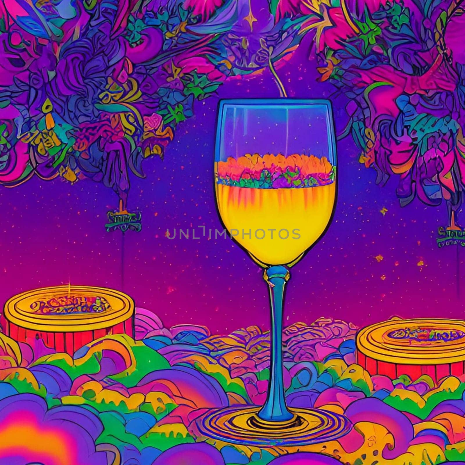 aperitif cocktail cocktails drink juice glass art abstract bar generated ai alt illustration painting poster image wallpaper Halloween holiday party. High quality 3d illustration purple illuminated