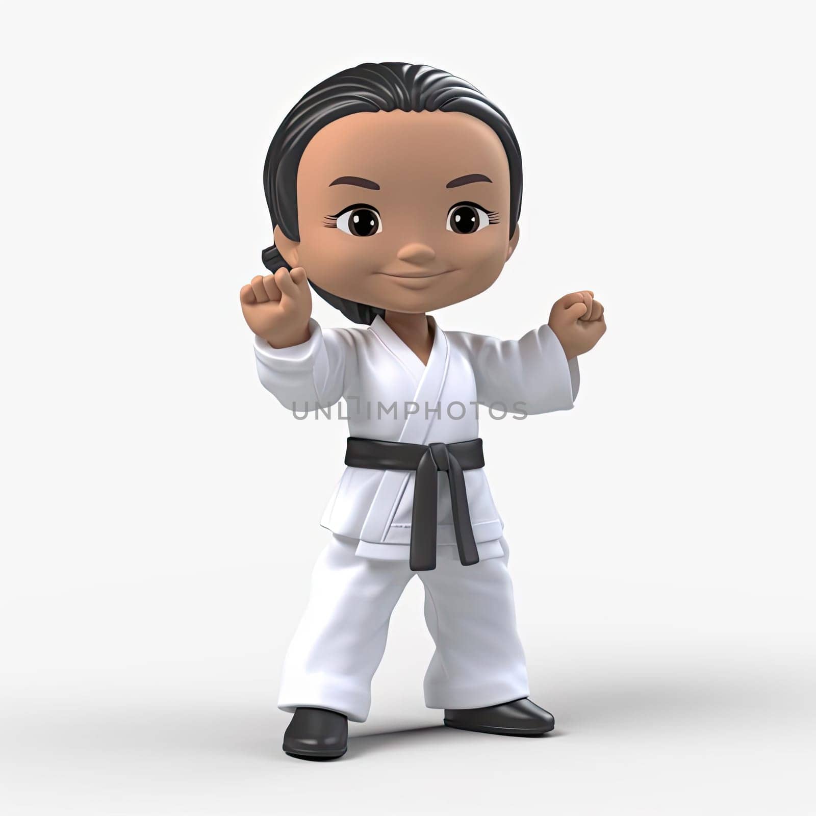 3D rendering of kid doing karate - AI Generated