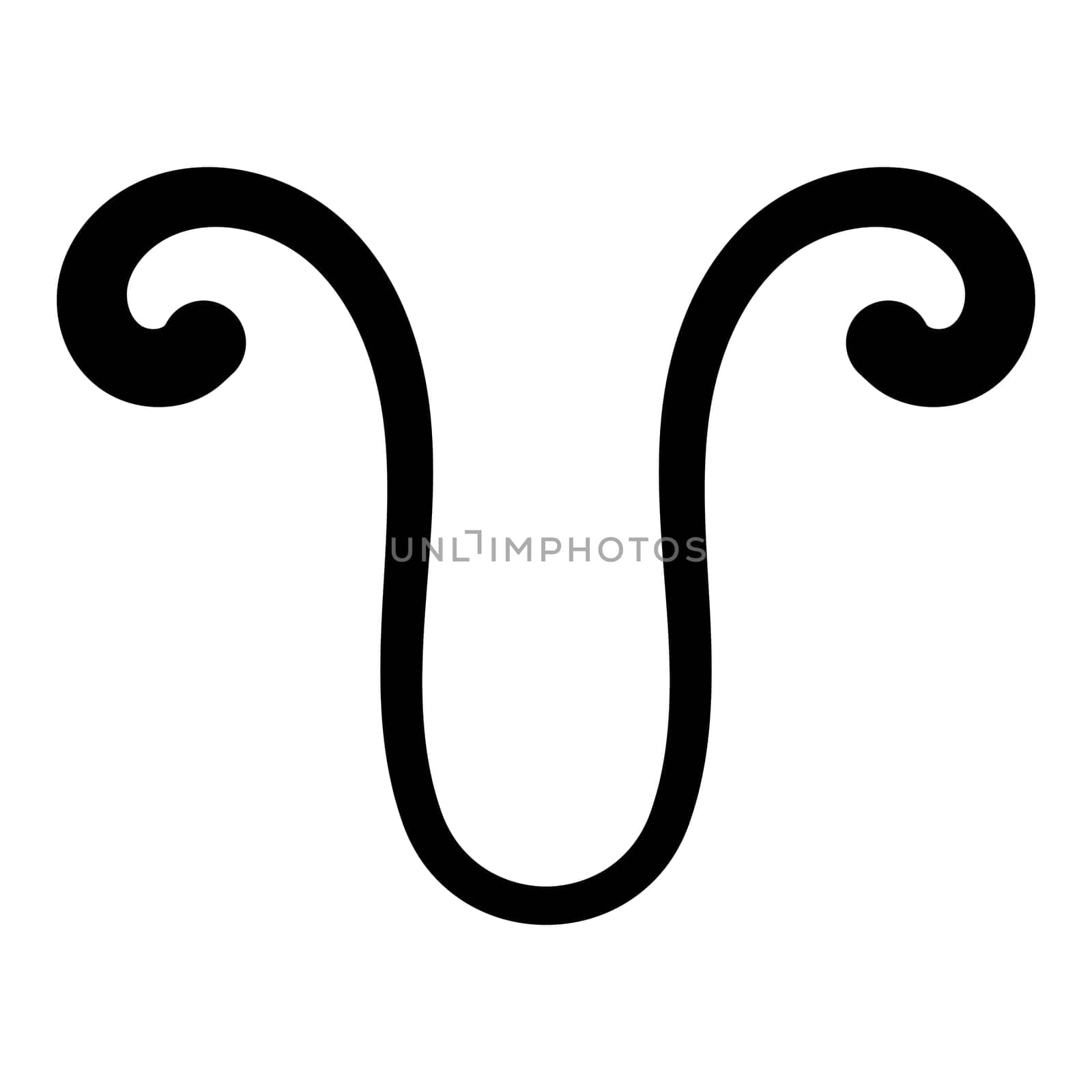 Minimalist Aries zodiac sign, icon with curved black line illustration