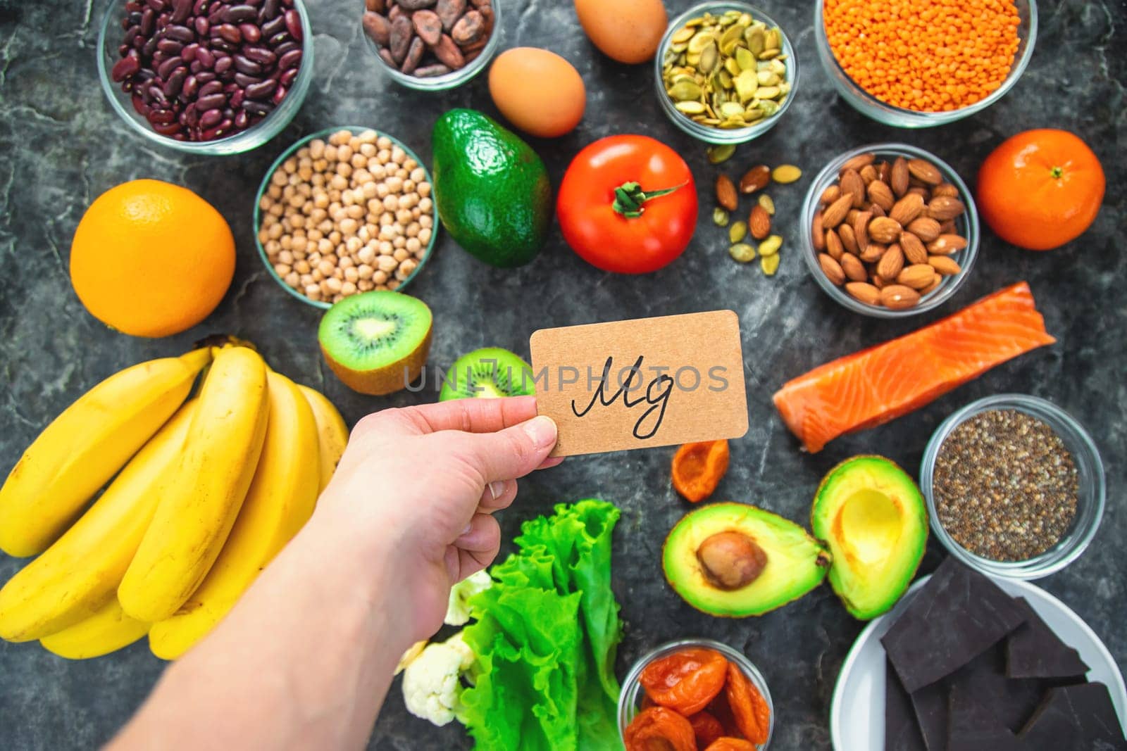 Various products containing magnesium. Selective focus. food.