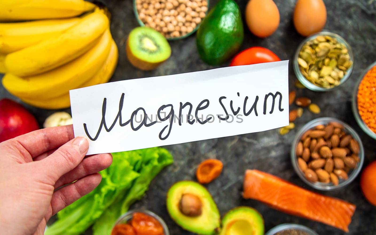 Various products containing magnesium. Selective focus. food.