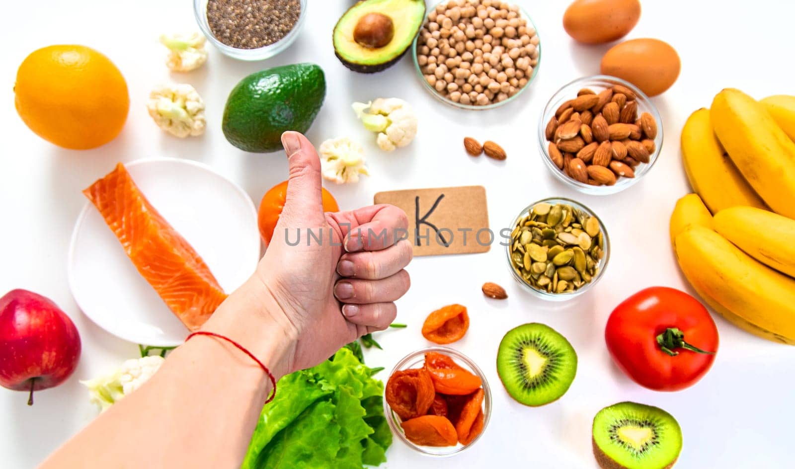 Different foods containing potassium. Selective focus. food.