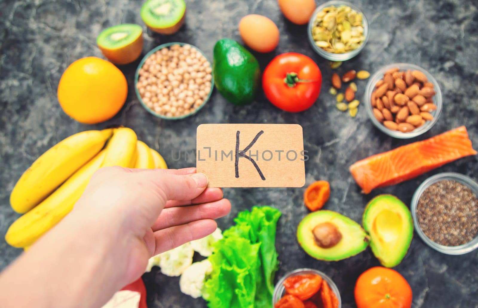 Different foods containing potassium. Selective focus. food.
