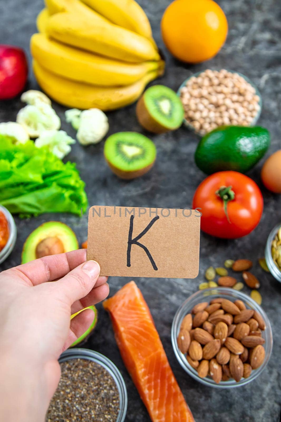 Different foods containing potassium. Selective focus. food.