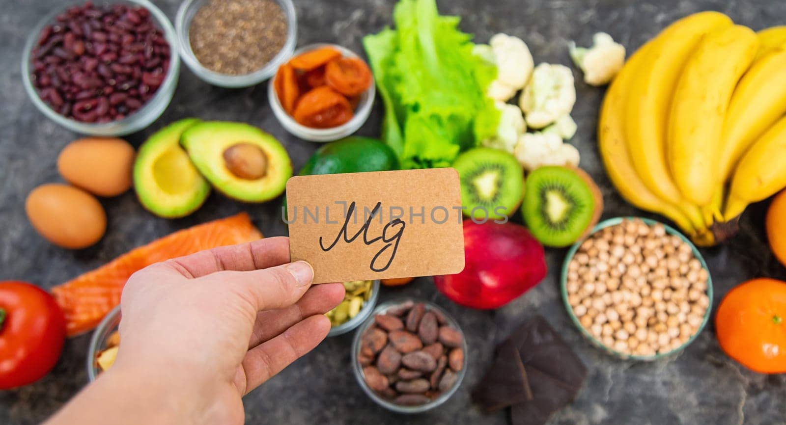 Various products containing magnesium. Selective focus. food.
