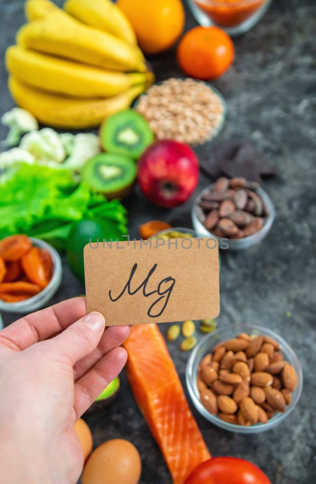 Various products containing magnesium. Selective focus. food.
