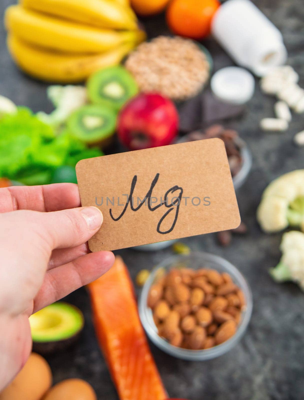 Various products containing magnesium. Selective focus. food.