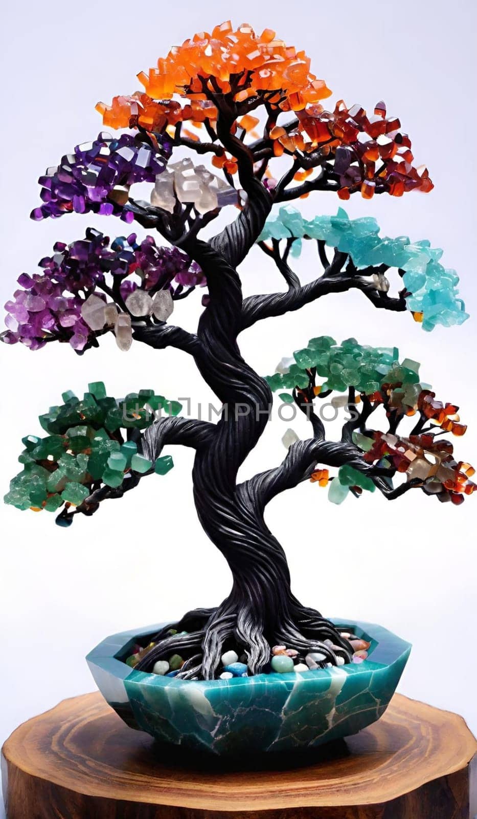 tree gemstones gifts symbol objects stones decoration interior design feng shui green leaves nature decor decorations generated ai alt. High quality photo