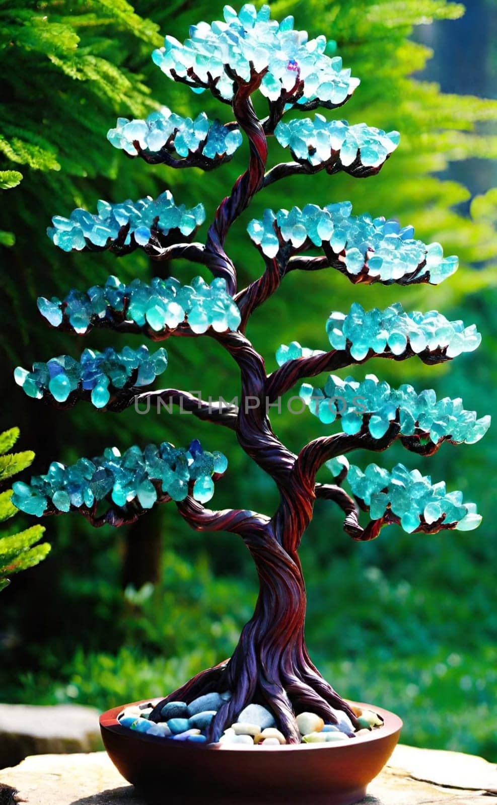 tree gemstones gifts symbol objects stones decoration interior design feng shui green leaves nature decor decorations generated ai alt. High quality photo